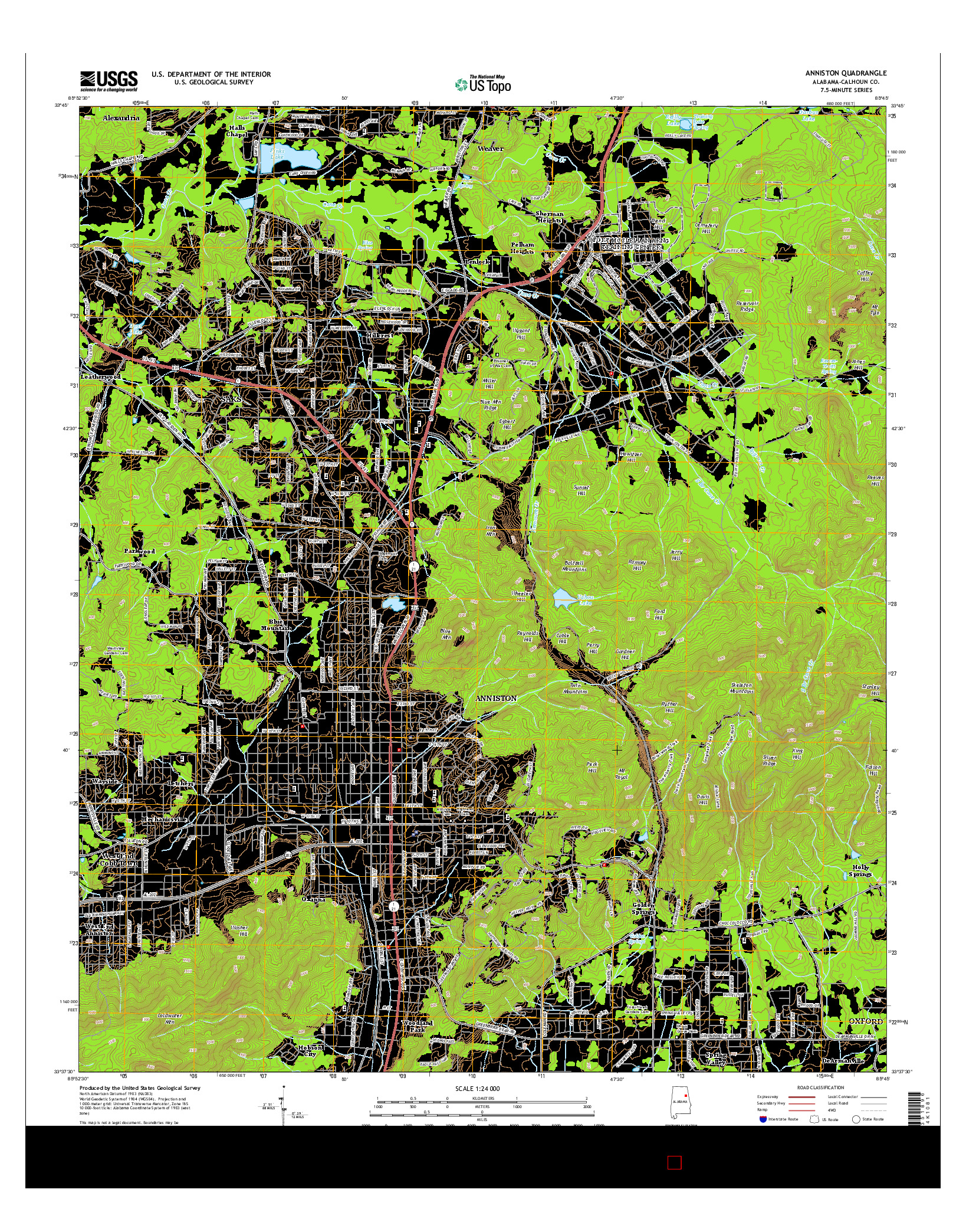 USGS US TOPO 7.5-MINUTE MAP FOR ANNISTON, AL 2014
