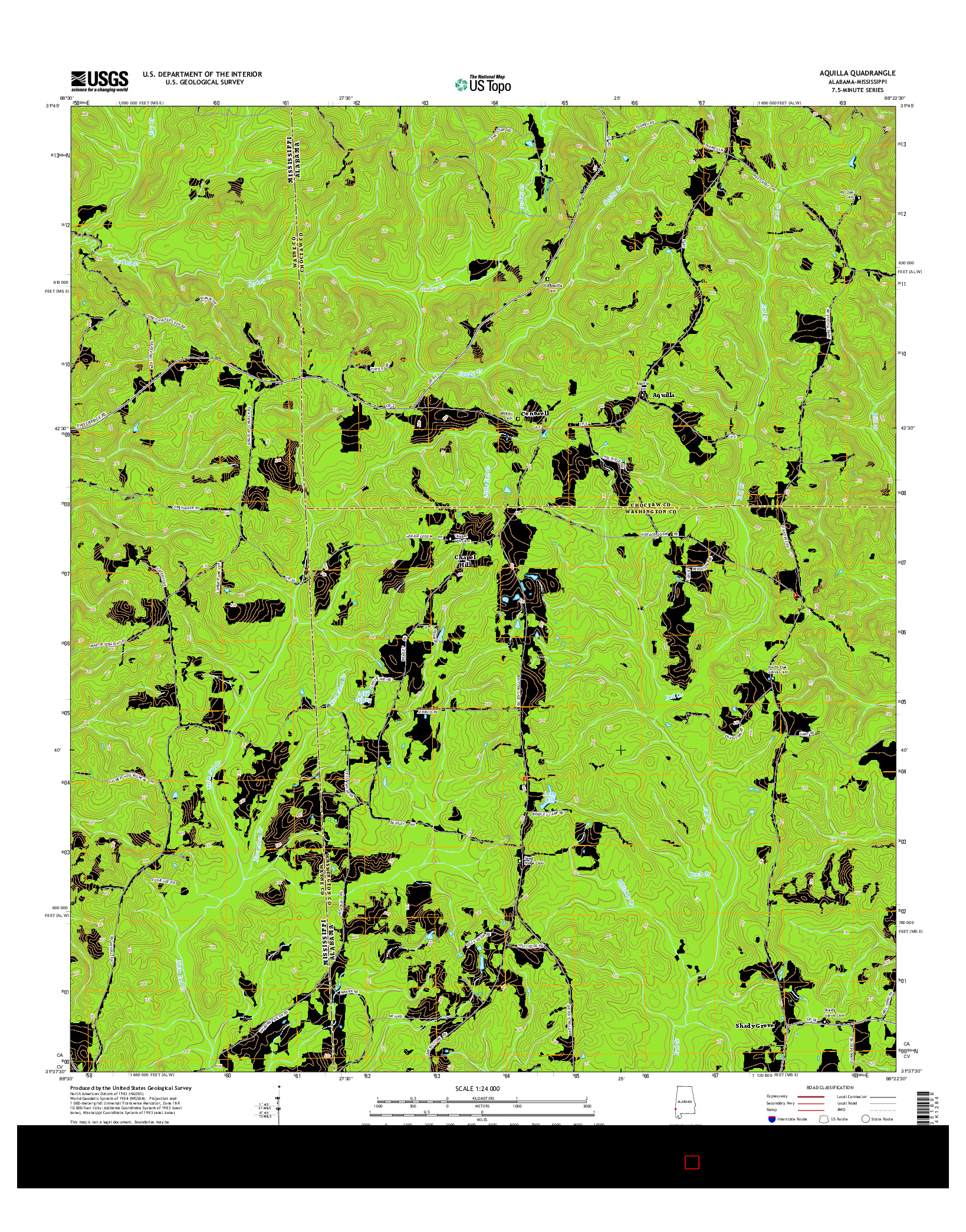USGS US TOPO 7.5-MINUTE MAP FOR AQUILLA, AL-MS 2014