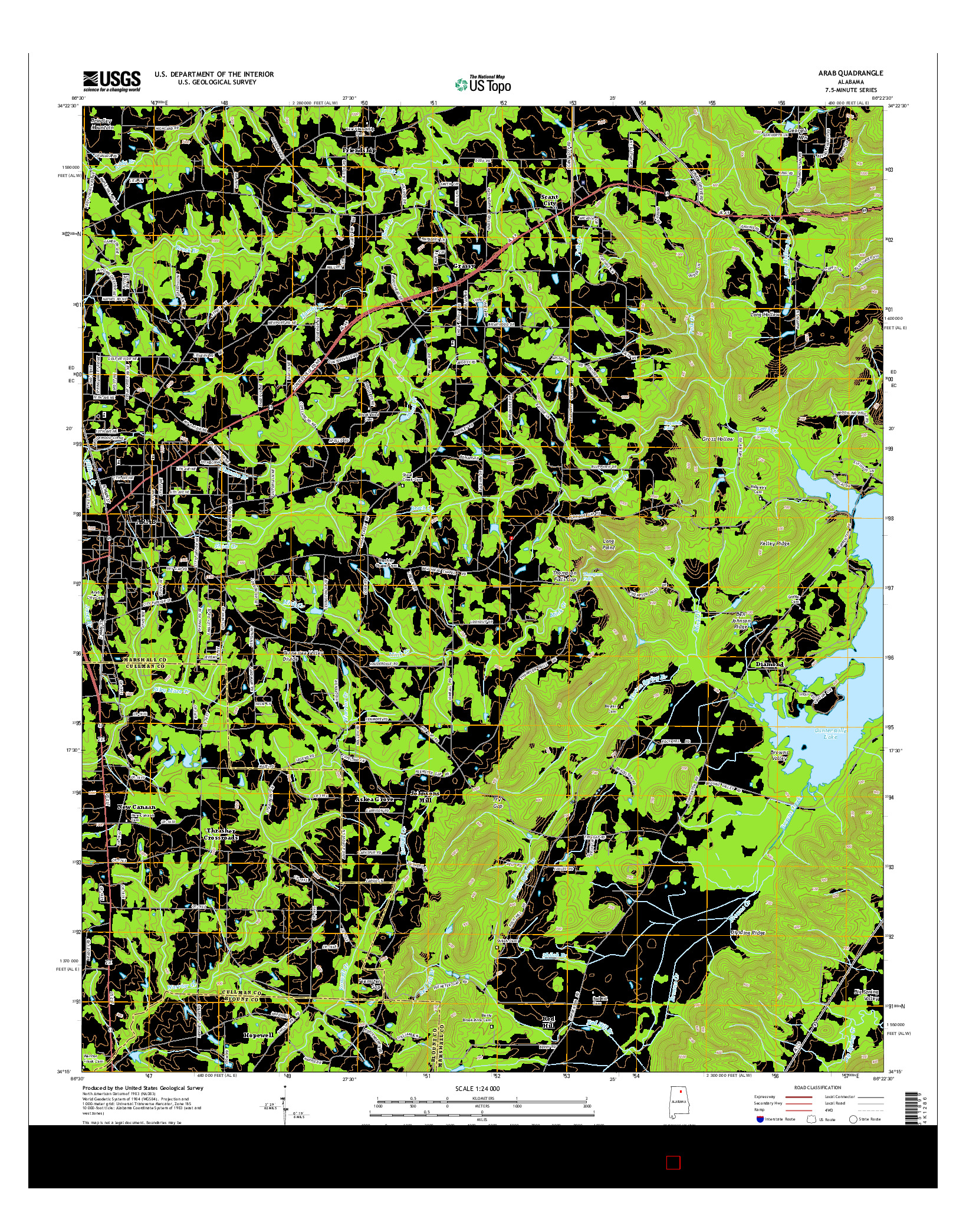 USGS US TOPO 7.5-MINUTE MAP FOR ARAB, AL 2014