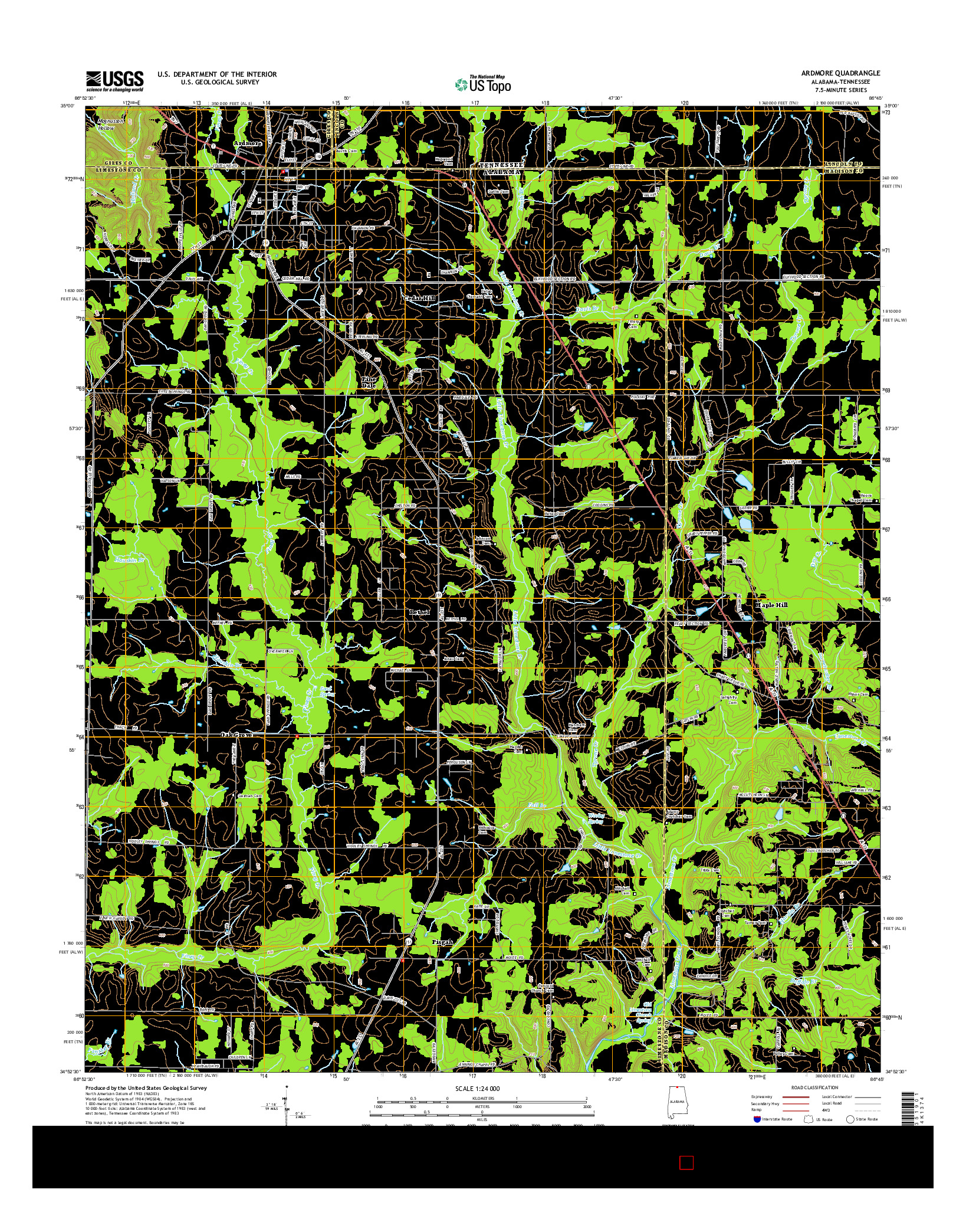 USGS US TOPO 7.5-MINUTE MAP FOR ARDMORE, AL-TN 2014