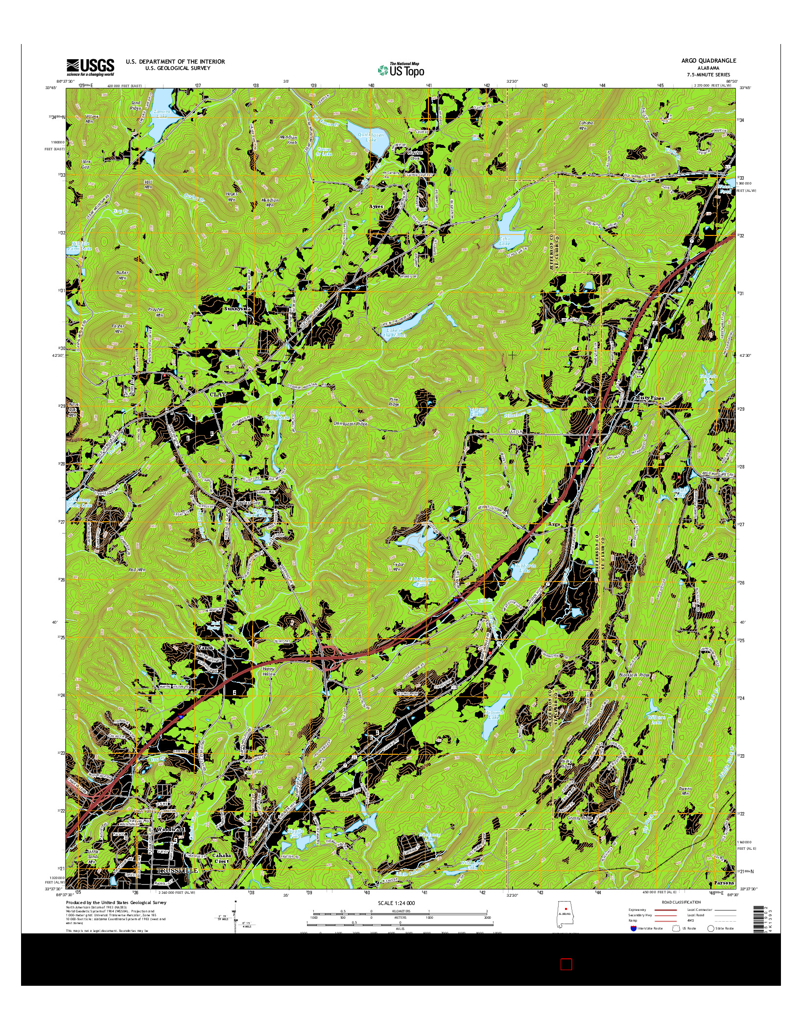 USGS US TOPO 7.5-MINUTE MAP FOR ARGO, AL 2014