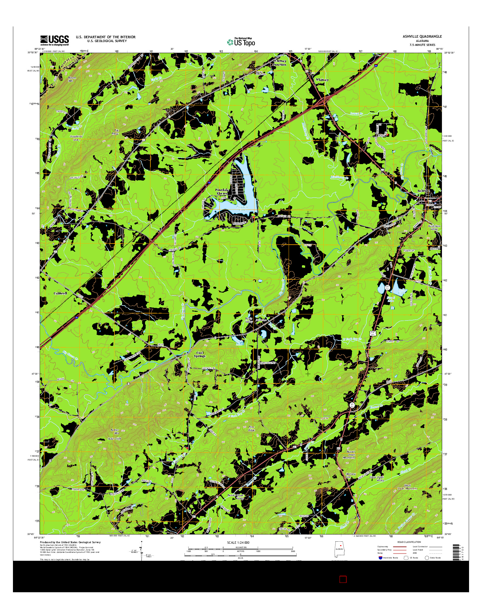 USGS US TOPO 7.5-MINUTE MAP FOR ASHVILLE, AL 2014