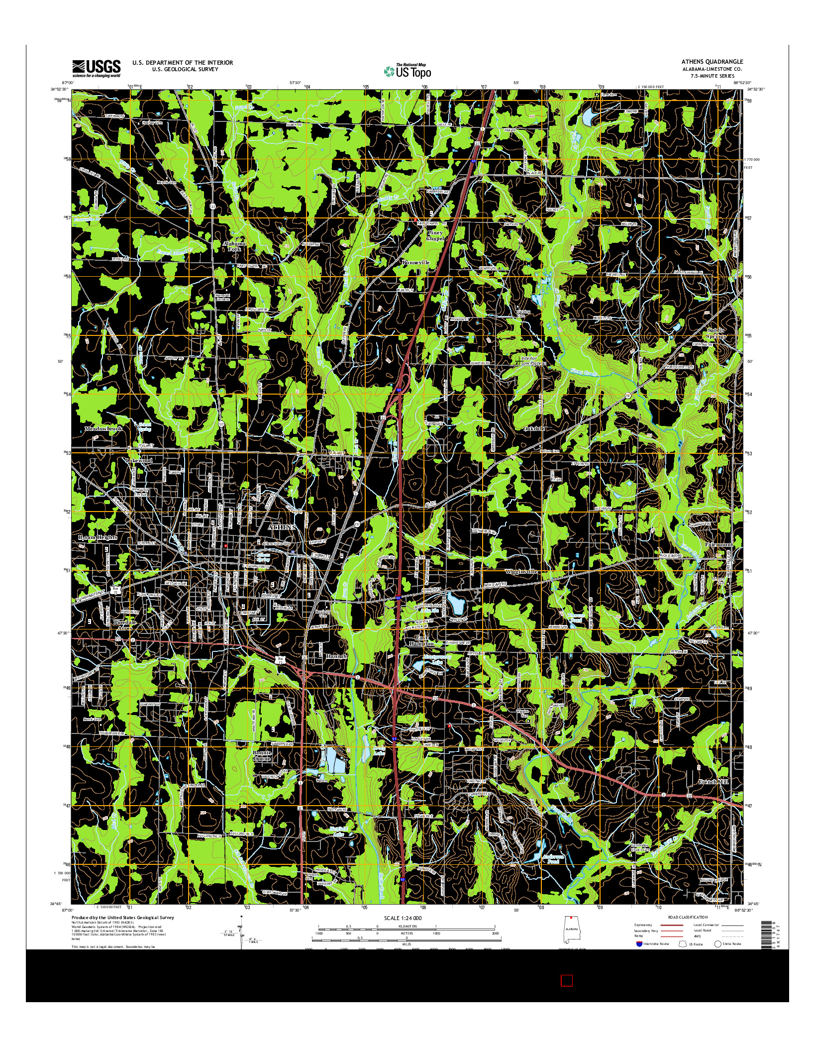 USGS US TOPO 7.5-MINUTE MAP FOR ATHENS, AL 2014