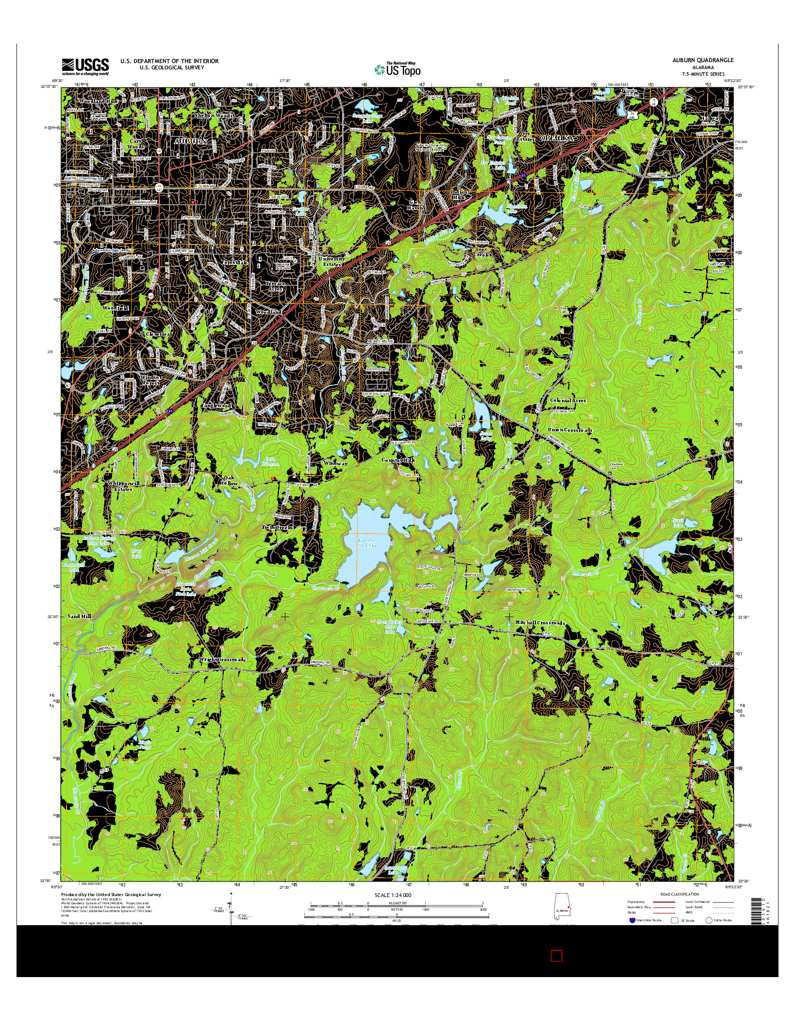USGS US TOPO 7.5-MINUTE MAP FOR AUBURN, AL 2014