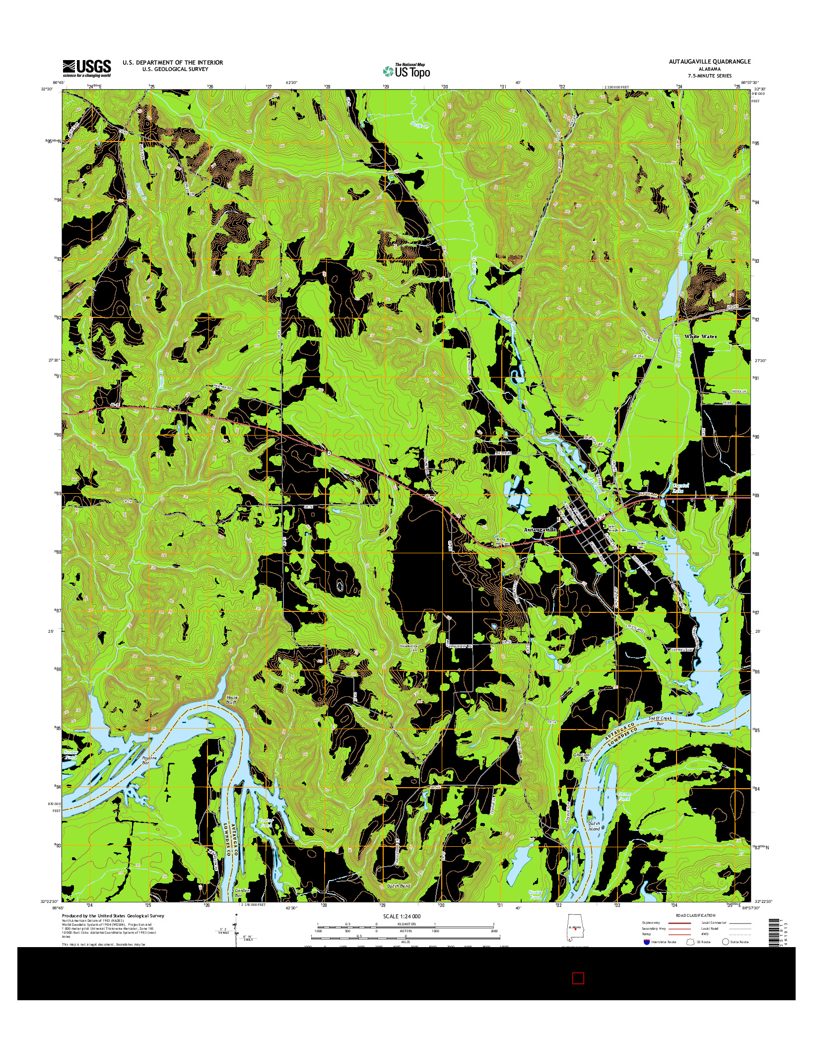 USGS US TOPO 7.5-MINUTE MAP FOR AUTAUGAVILLE, AL 2014