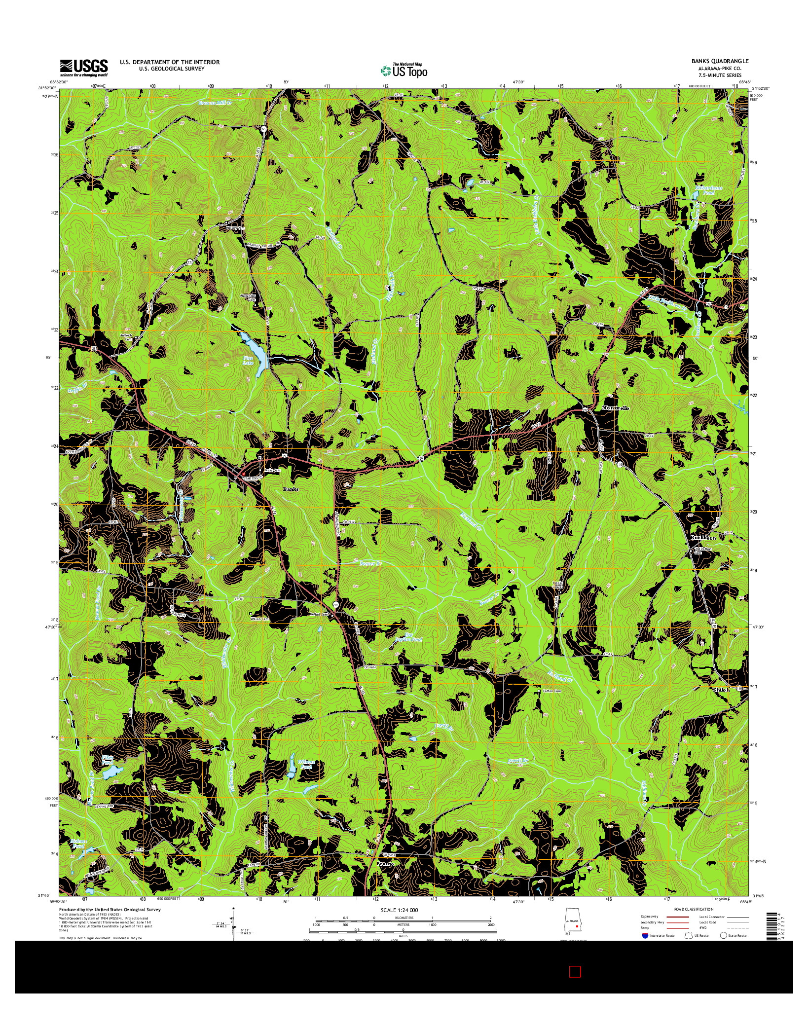 USGS US TOPO 7.5-MINUTE MAP FOR BANKS, AL 2014