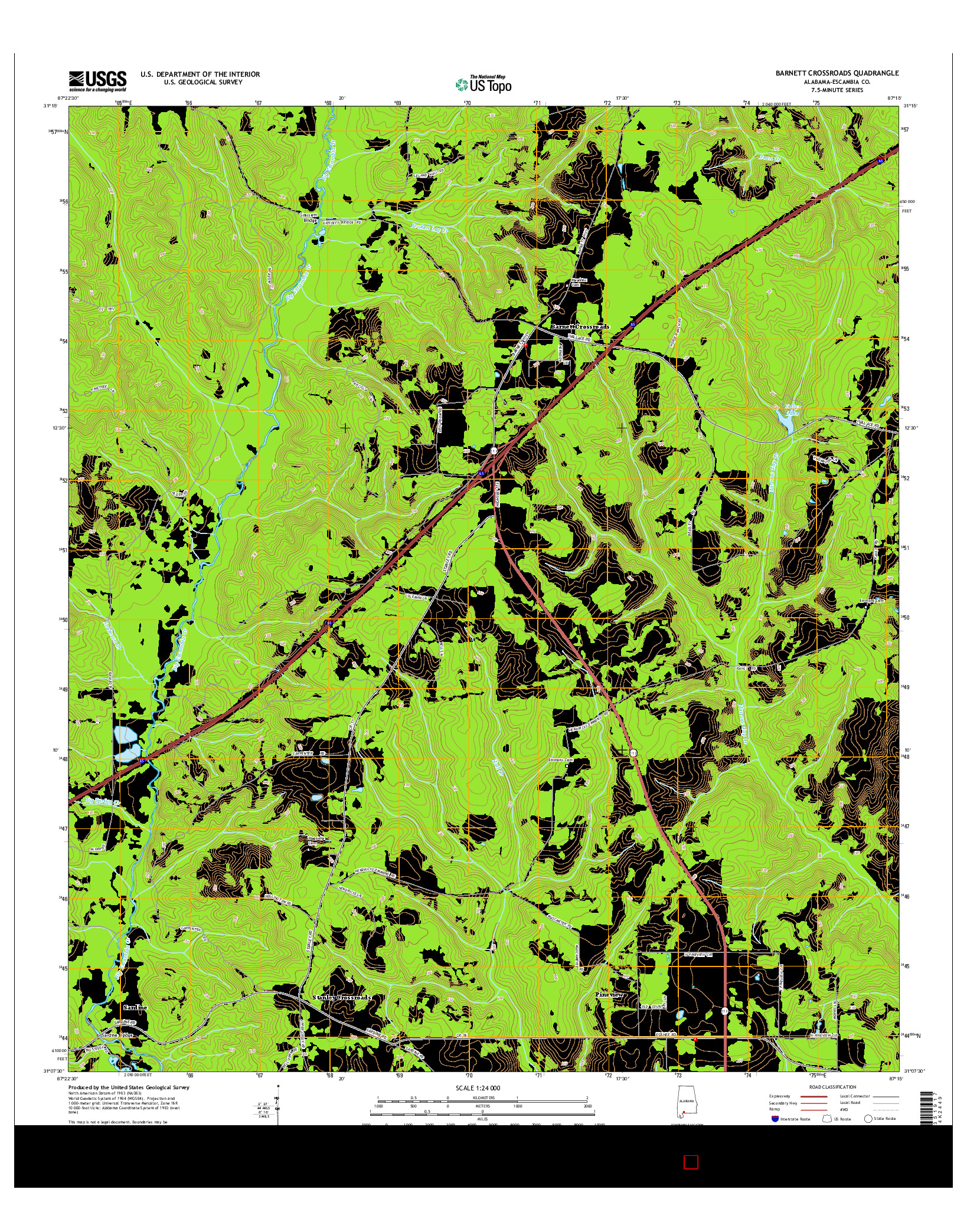 USGS US TOPO 7.5-MINUTE MAP FOR BARNETT CROSSROADS, AL 2014