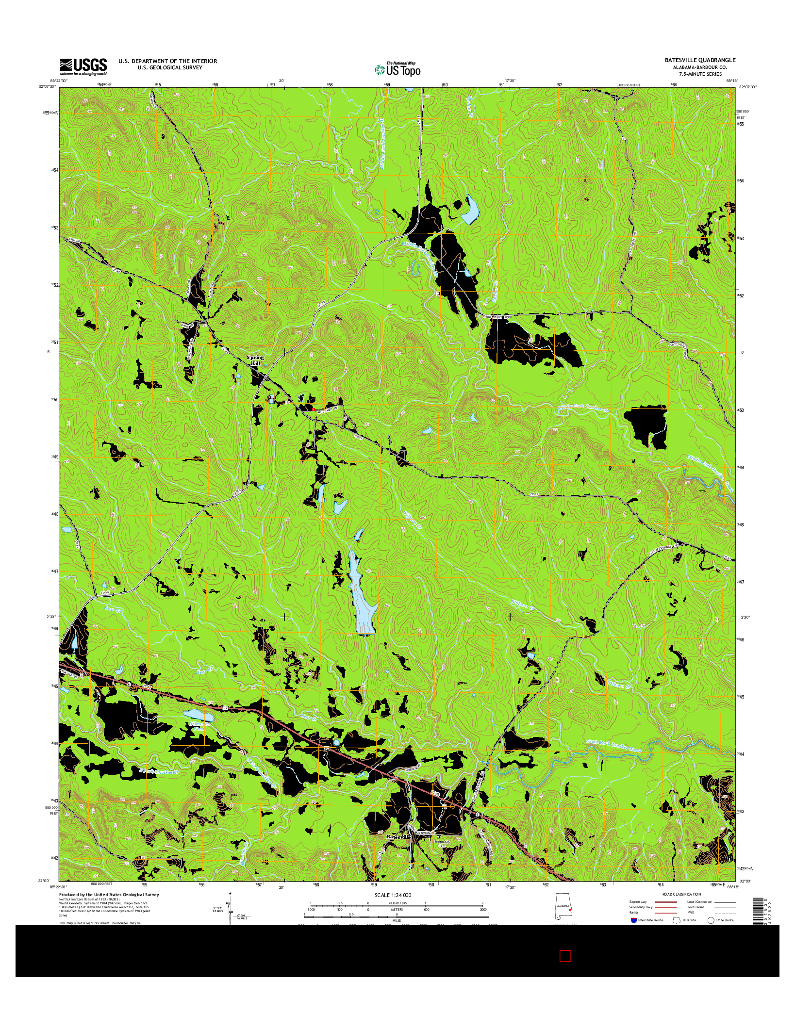 USGS US TOPO 7.5-MINUTE MAP FOR BATESVILLE, AL 2014