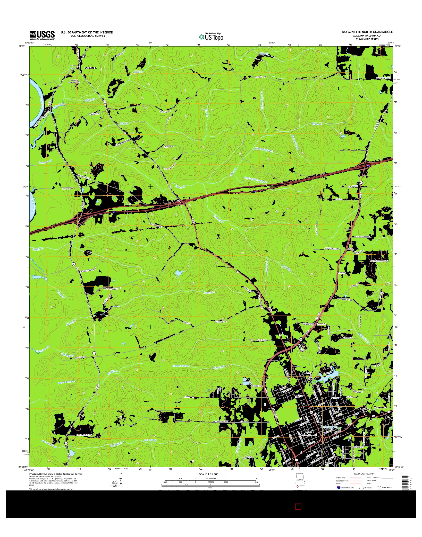 USGS US TOPO 7.5-MINUTE MAP FOR BAY MINETTE NORTH, AL 2014