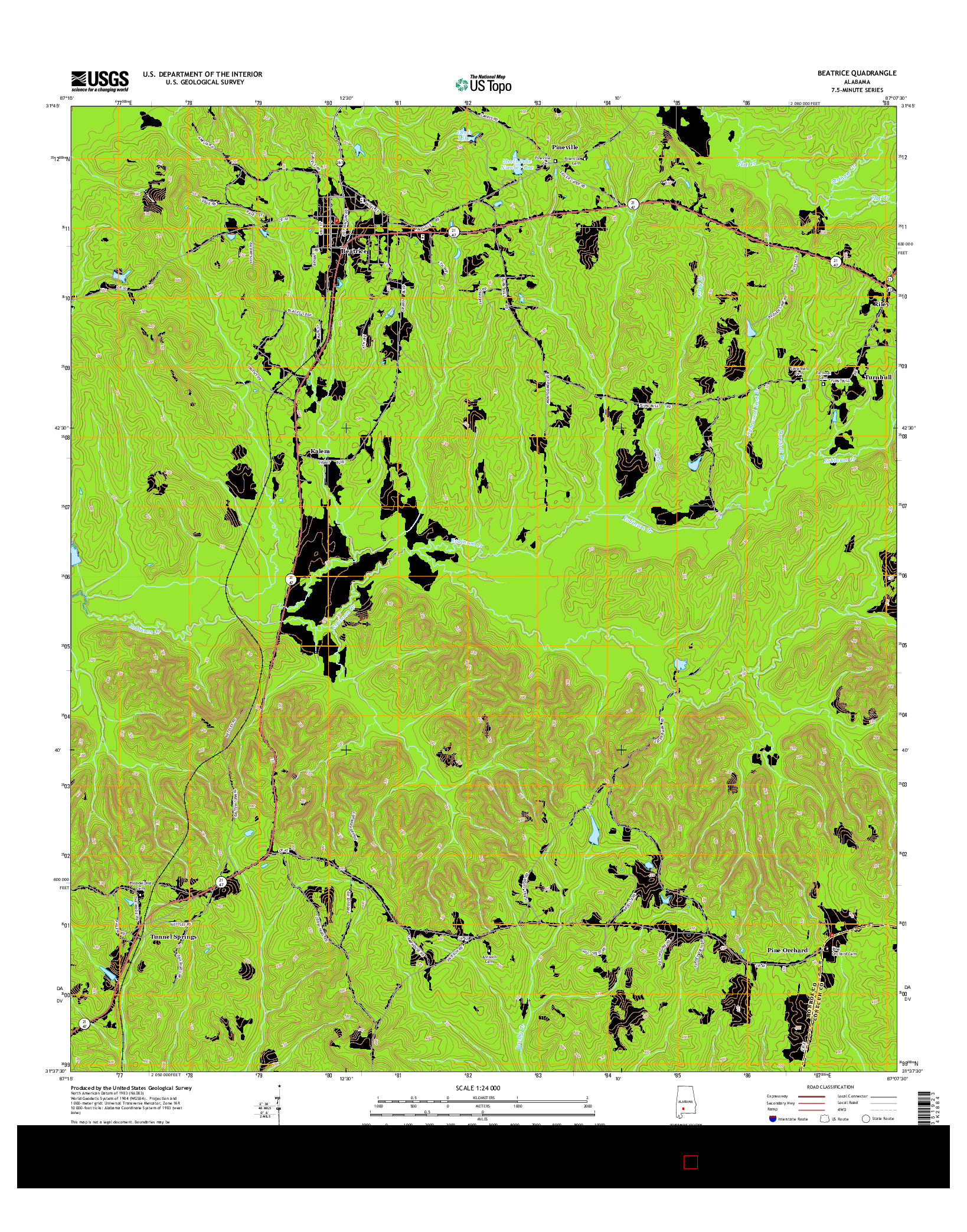 USGS US TOPO 7.5-MINUTE MAP FOR BEATRICE, AL 2014