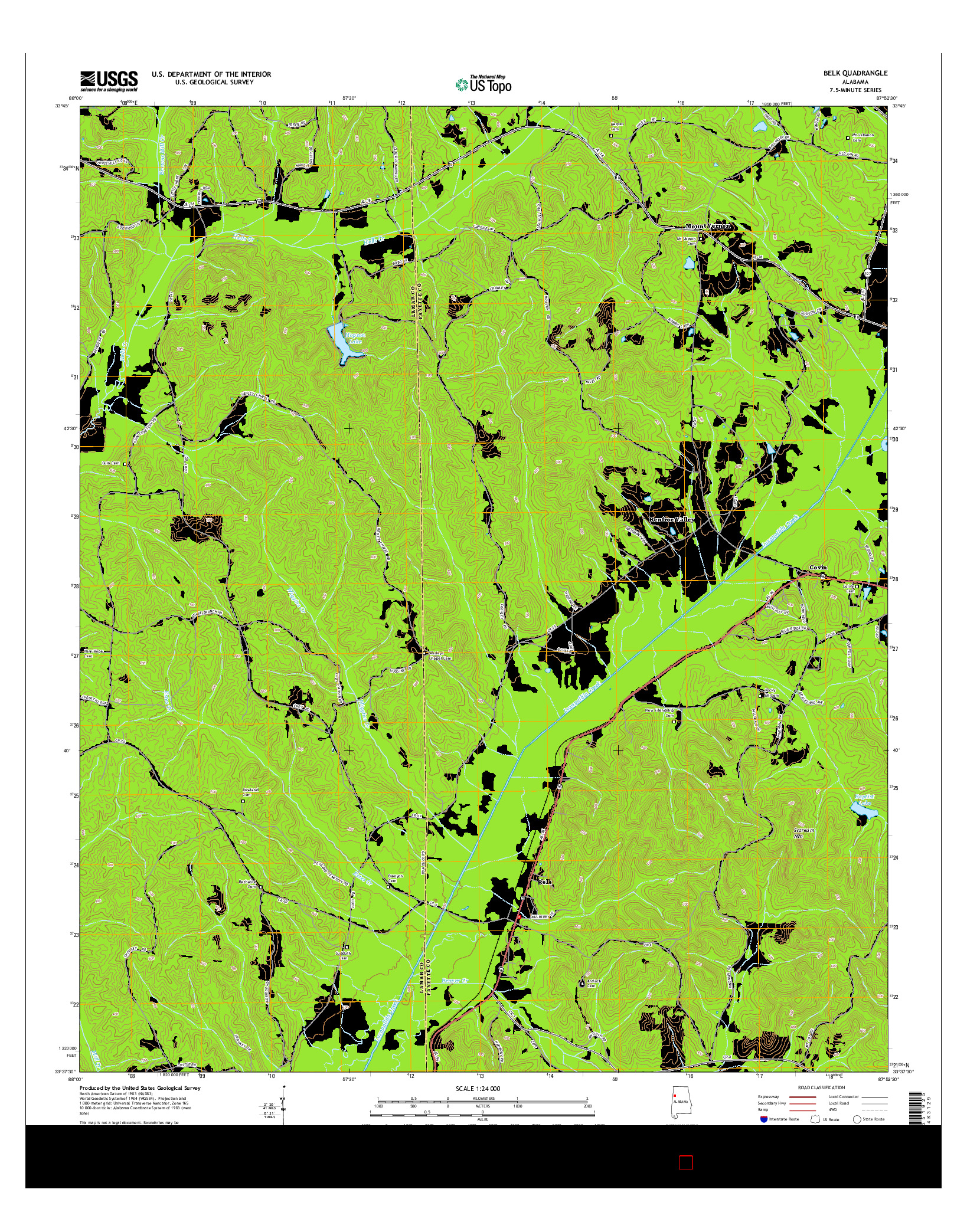 USGS US TOPO 7.5-MINUTE MAP FOR BELK, AL 2014