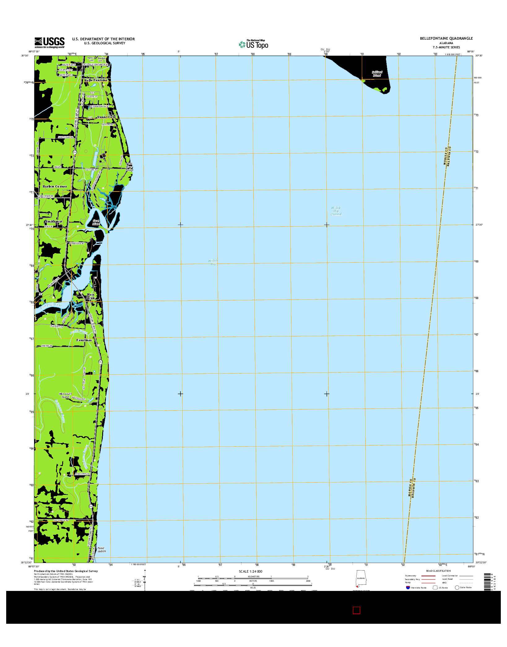 USGS US TOPO 7.5-MINUTE MAP FOR BELLEFONTAINE, AL 2014