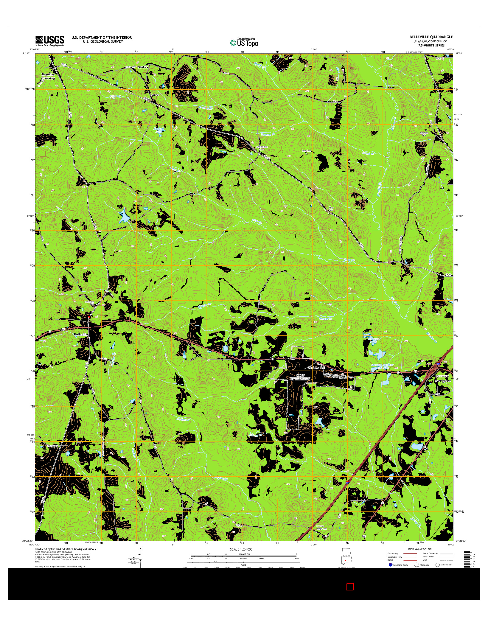 USGS US TOPO 7.5-MINUTE MAP FOR BELLEVILLE, AL 2014