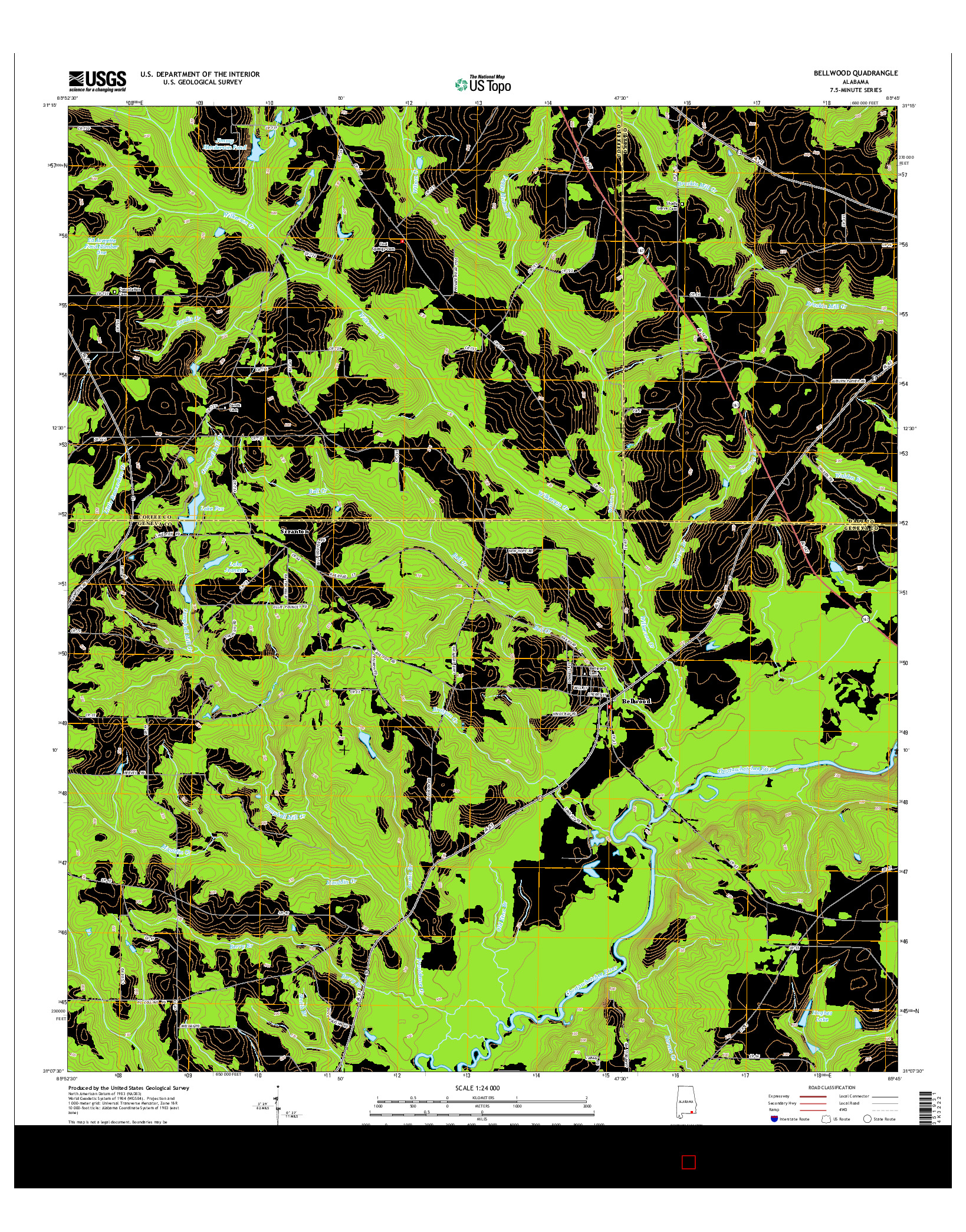 USGS US TOPO 7.5-MINUTE MAP FOR BELLWOOD, AL 2014