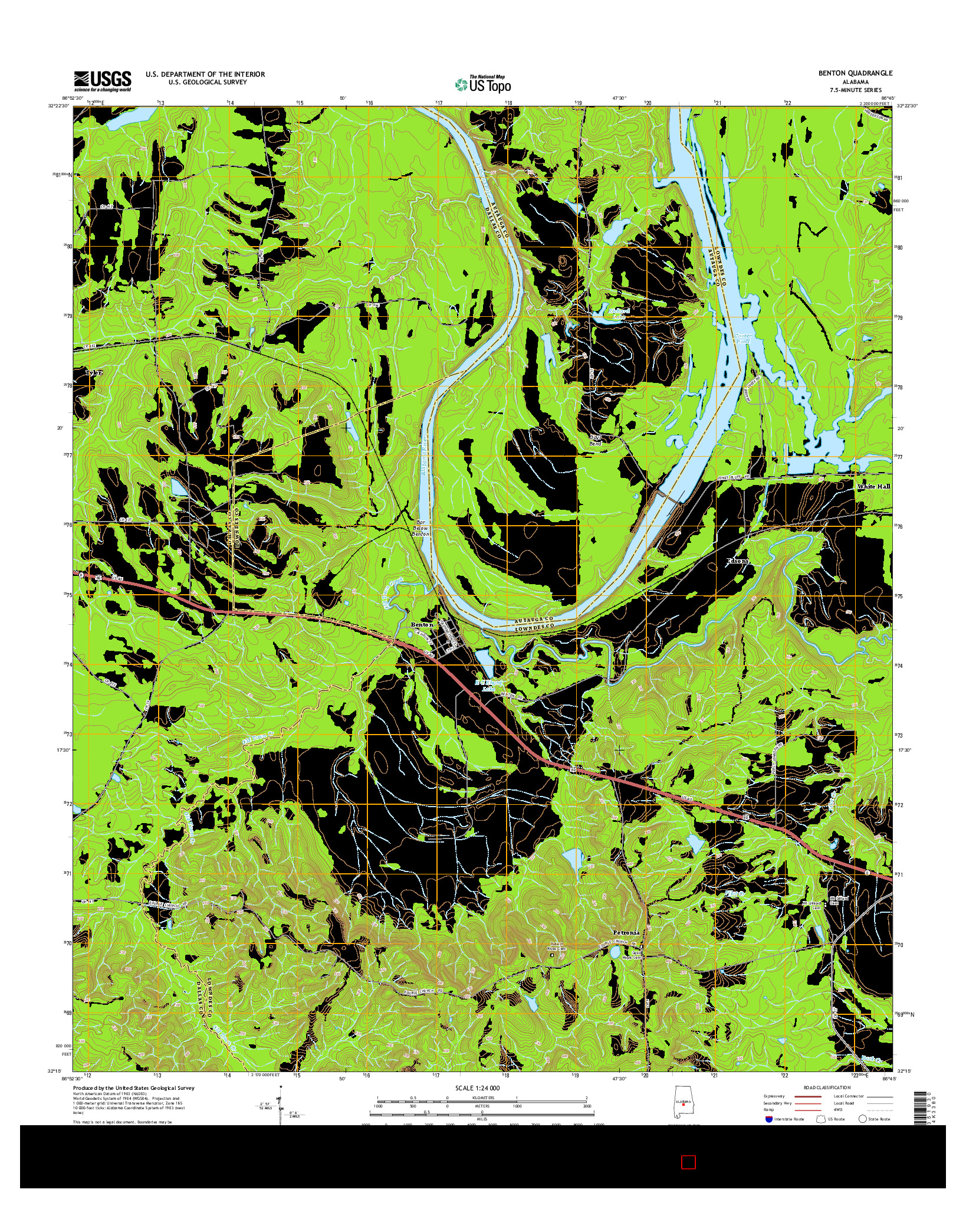 USGS US TOPO 7.5-MINUTE MAP FOR BENTON, AL 2014