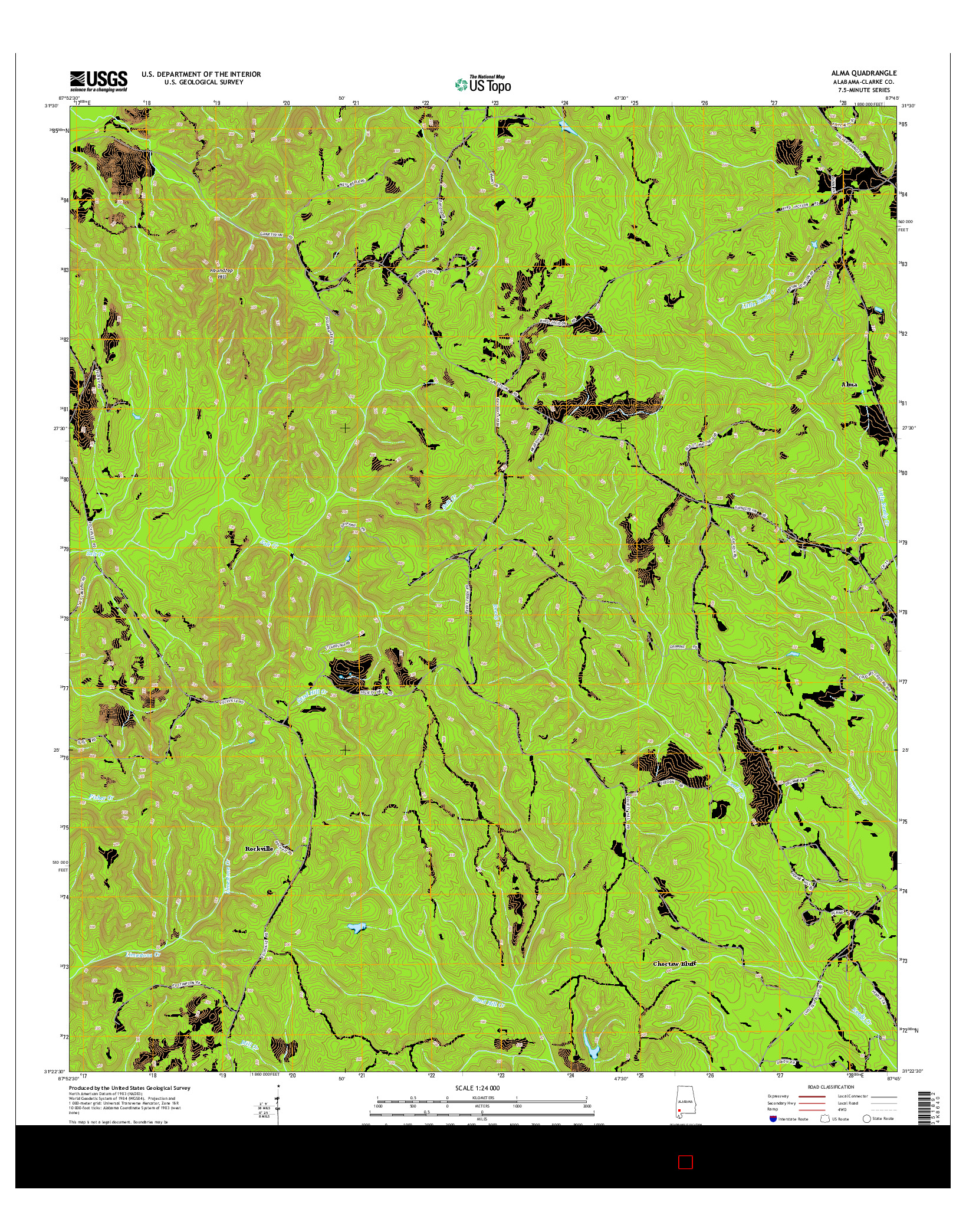 USGS US TOPO 7.5-MINUTE MAP FOR ALMA, AL 2014