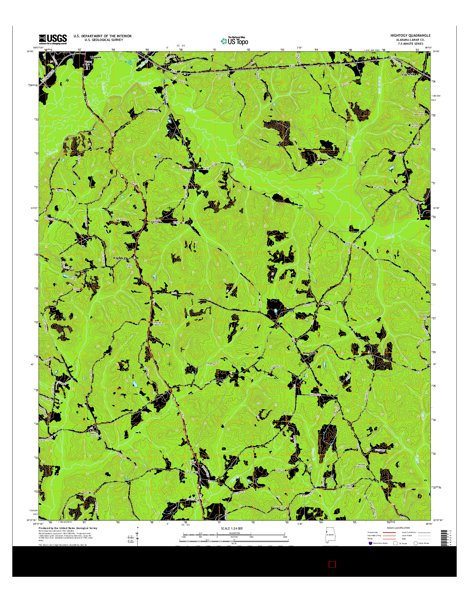 USGS US TOPO 7.5-MINUTE MAP FOR HIGHTOGY, AL 2014