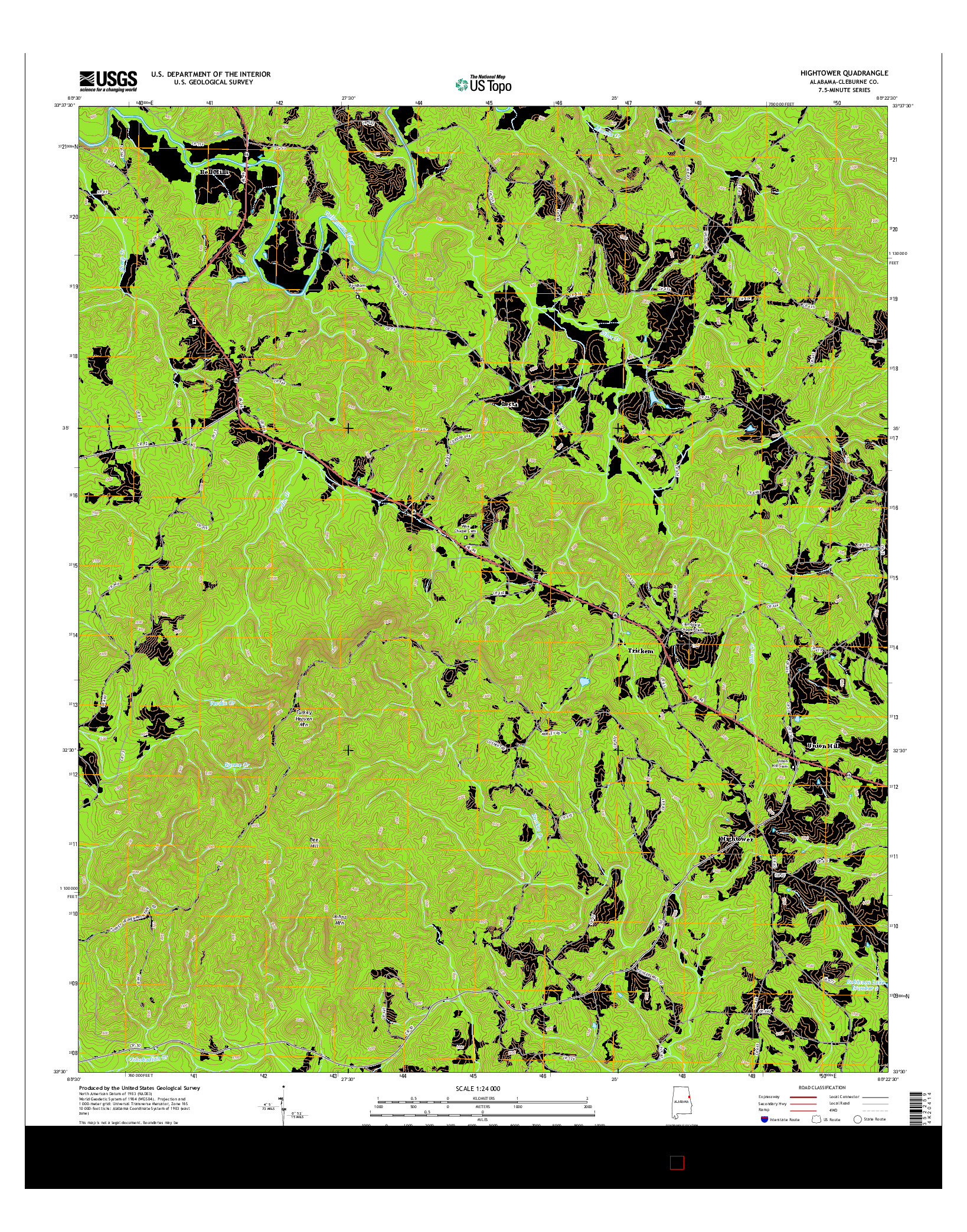 USGS US TOPO 7.5-MINUTE MAP FOR HIGHTOWER, AL 2014