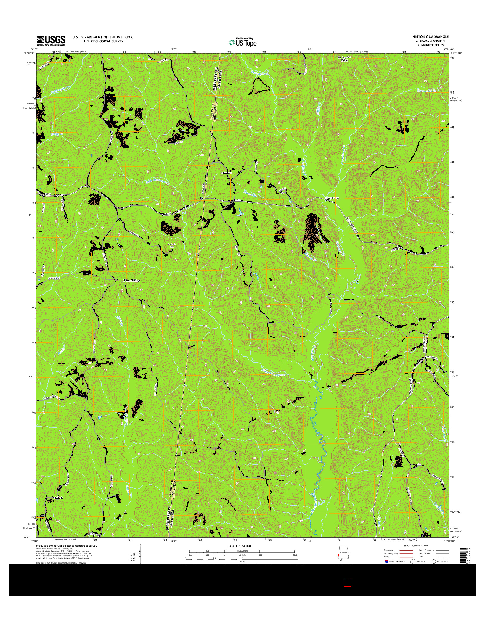 USGS US TOPO 7.5-MINUTE MAP FOR HINTON, AL-MS 2014