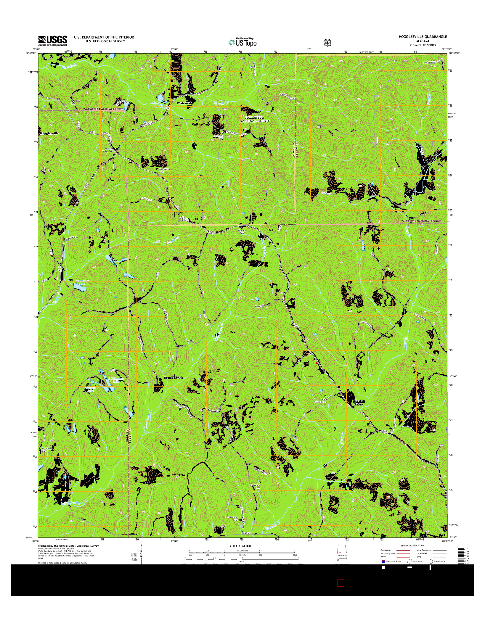 USGS US TOPO 7.5-MINUTE MAP FOR HOGGLESVILLE, AL 2014