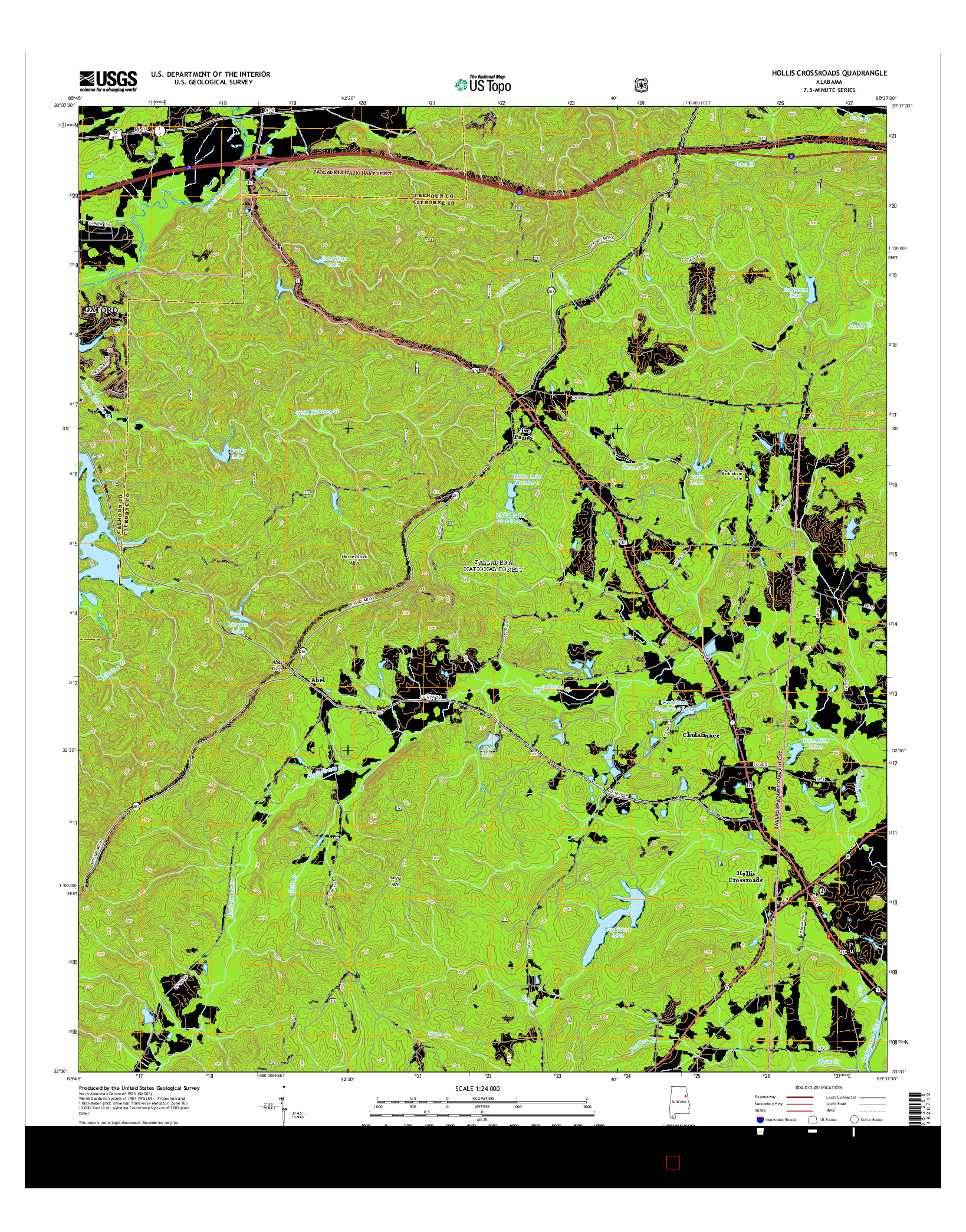 USGS US TOPO 7.5-MINUTE MAP FOR HOLLIS CROSSROADS, AL 2014
