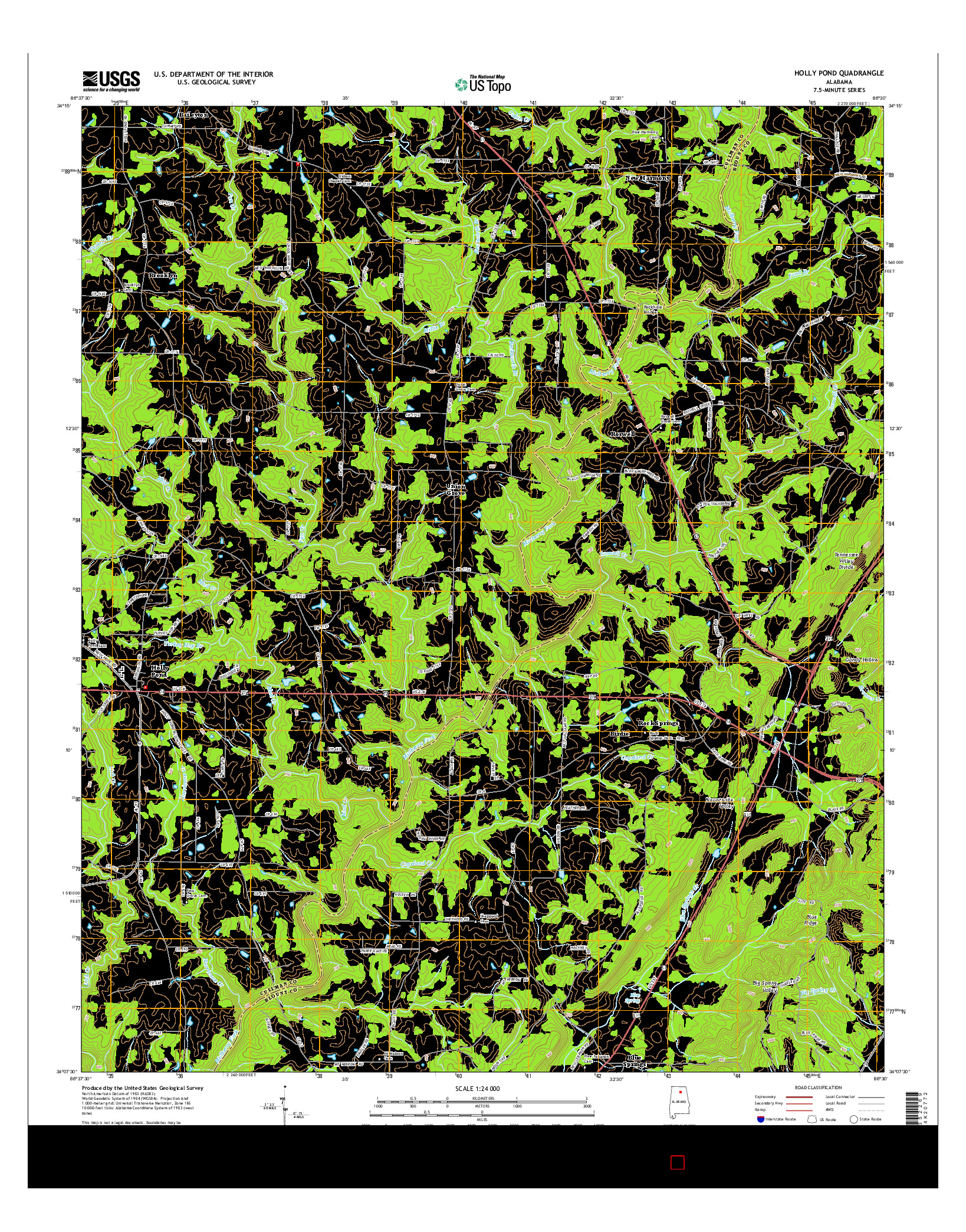 USGS US TOPO 7.5-MINUTE MAP FOR HOLLY POND, AL 2014