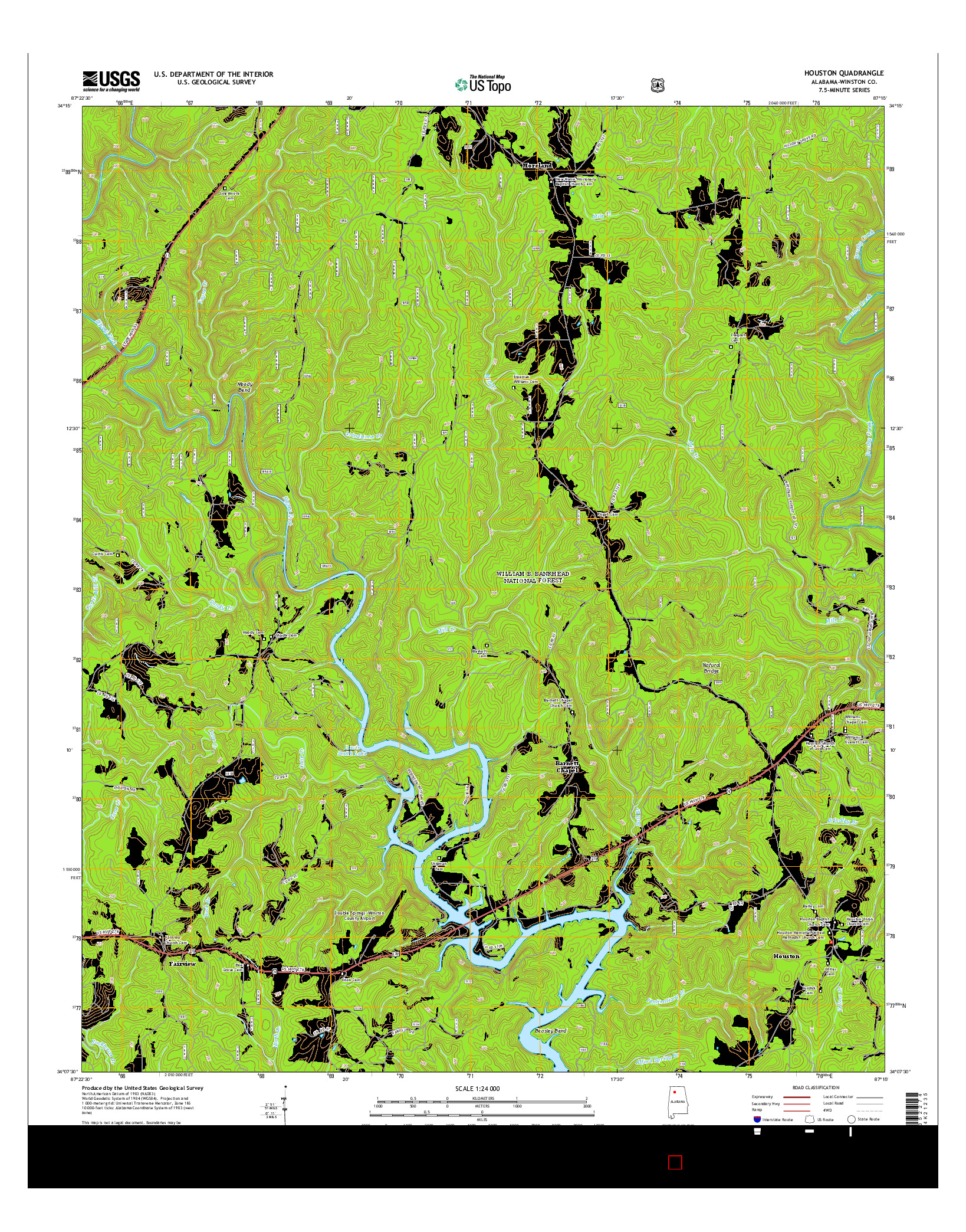 USGS US TOPO 7.5-MINUTE MAP FOR HOUSTON, AL 2014