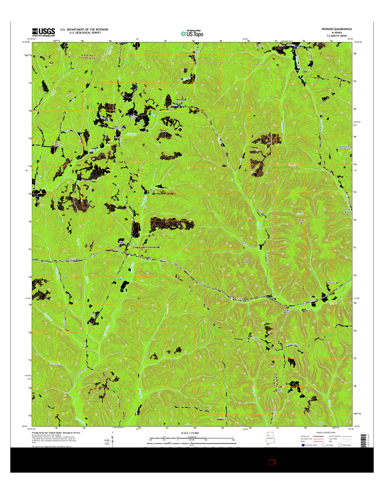 USGS US TOPO 7.5-MINUTE MAP FOR HOWARD, AL 2014