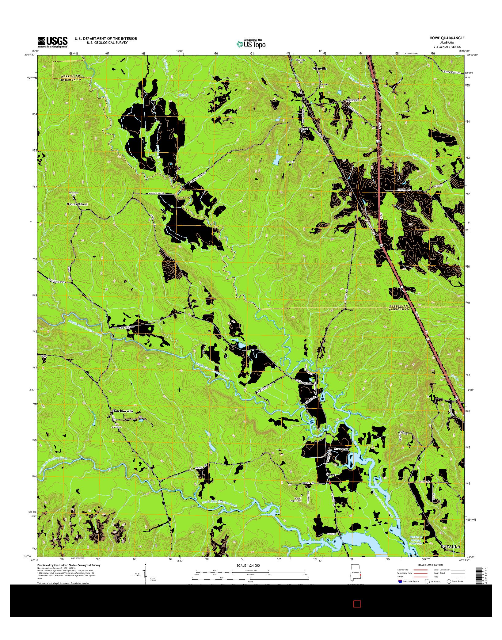 USGS US TOPO 7.5-MINUTE MAP FOR HOWE, AL 2014