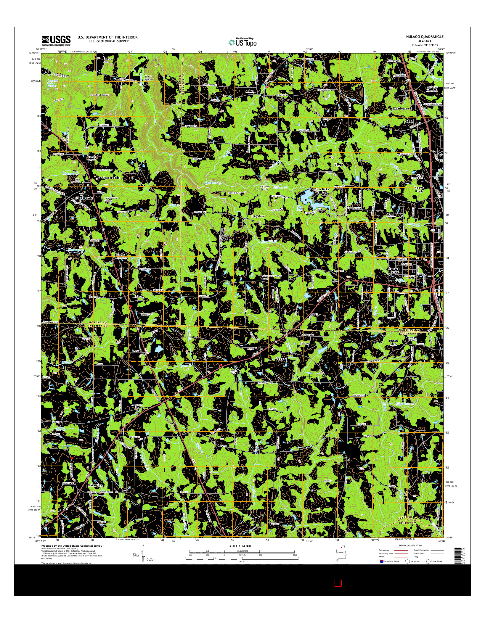 USGS US TOPO 7.5-MINUTE MAP FOR HULACO, AL 2014