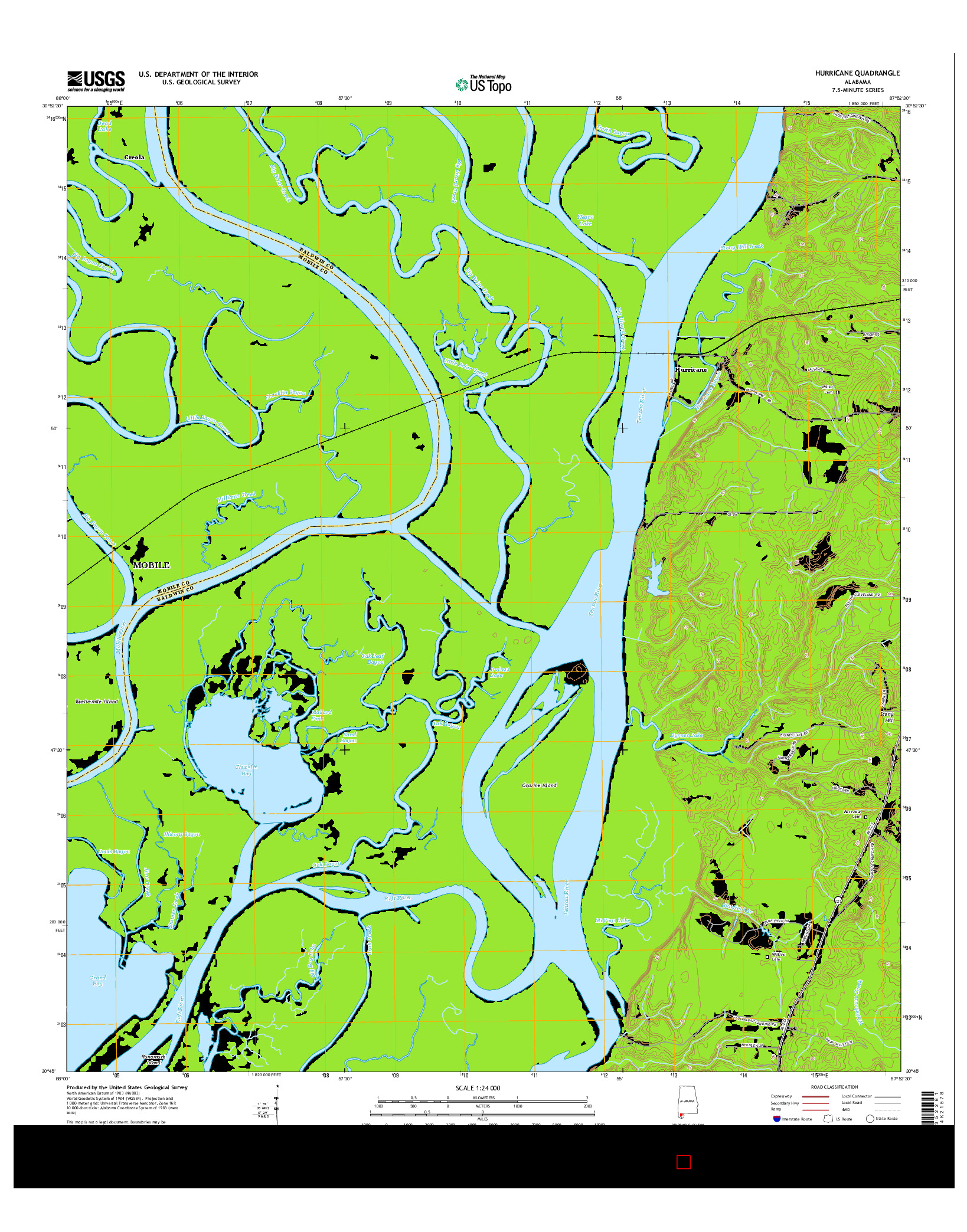 USGS US TOPO 7.5-MINUTE MAP FOR HURRICANE, AL 2014