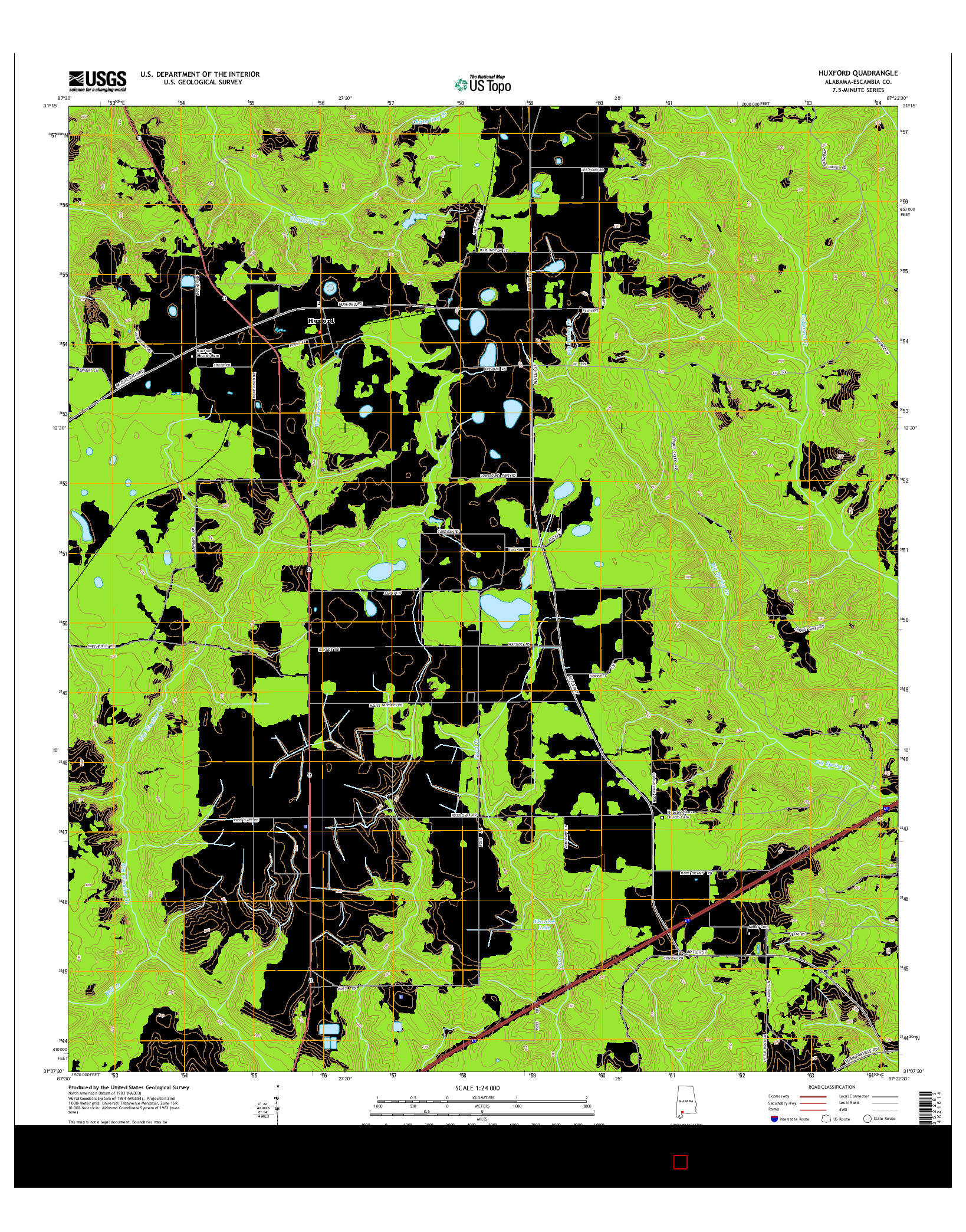 USGS US TOPO 7.5-MINUTE MAP FOR HUXFORD, AL 2014