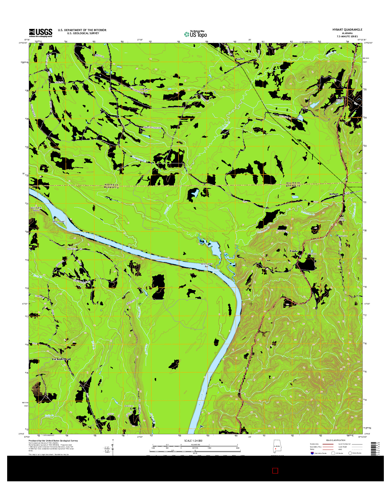 USGS US TOPO 7.5-MINUTE MAP FOR HYBART, AL 2014