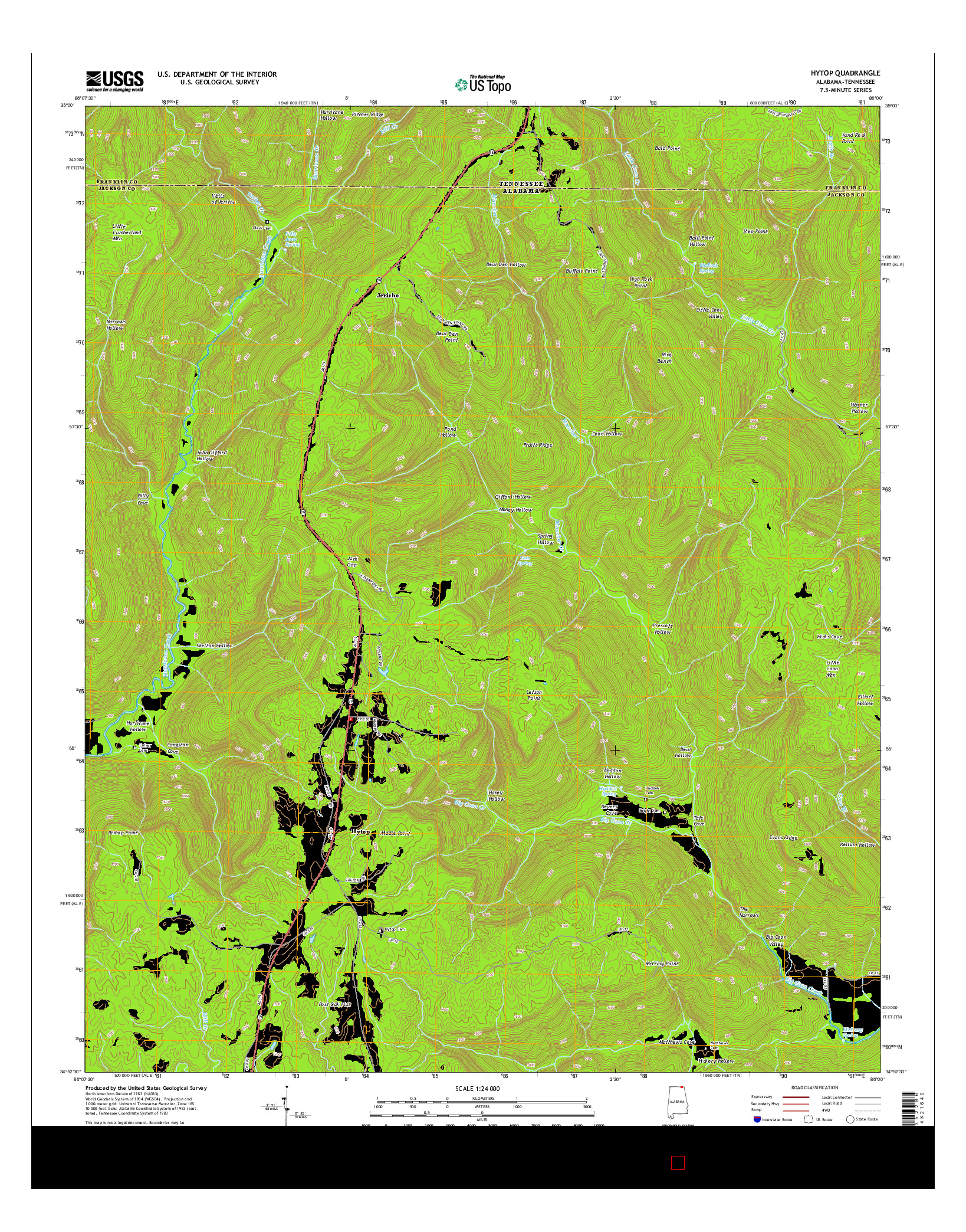 USGS US TOPO 7.5-MINUTE MAP FOR HYTOP, AL-TN 2014