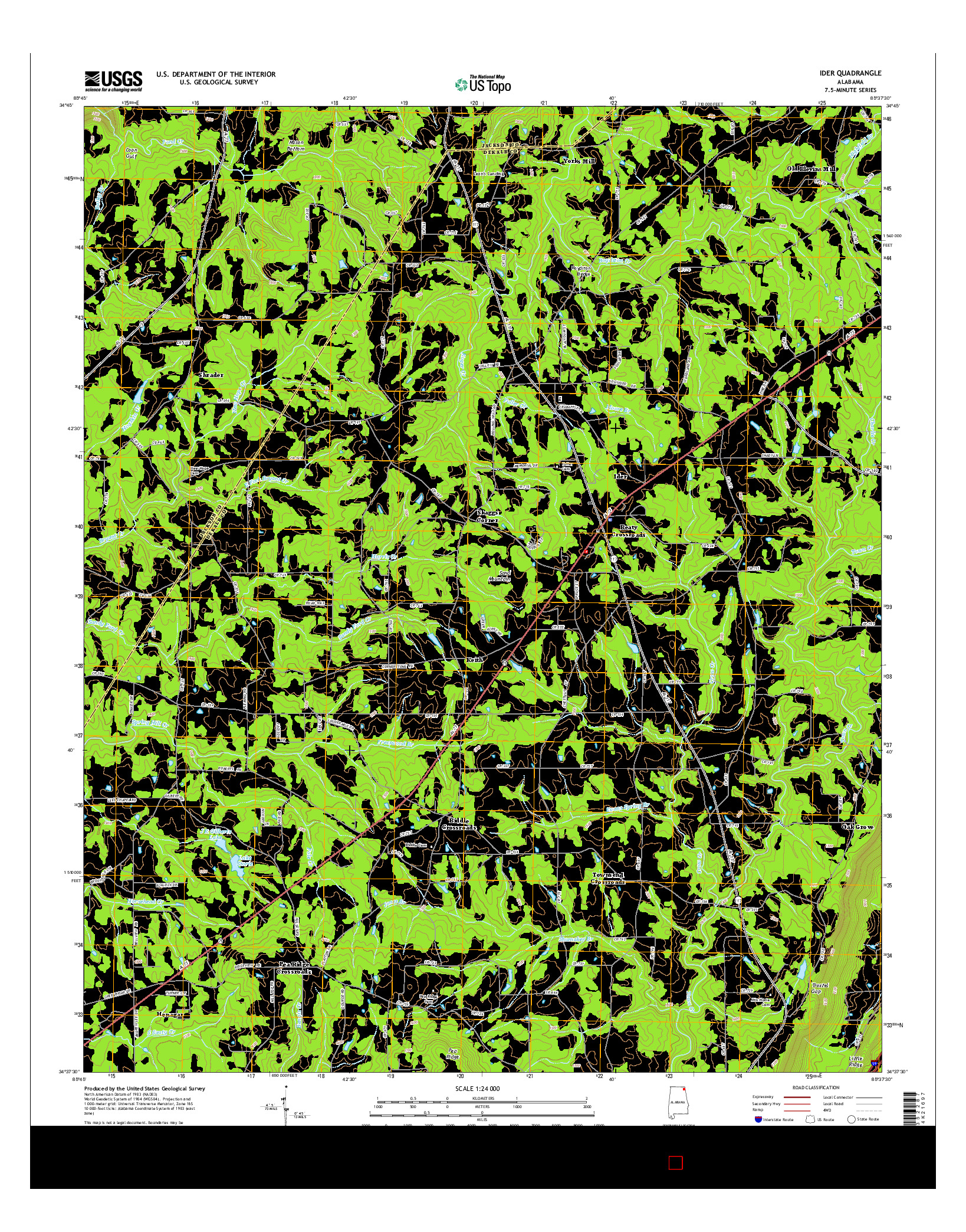 USGS US TOPO 7.5-MINUTE MAP FOR IDER, AL 2014