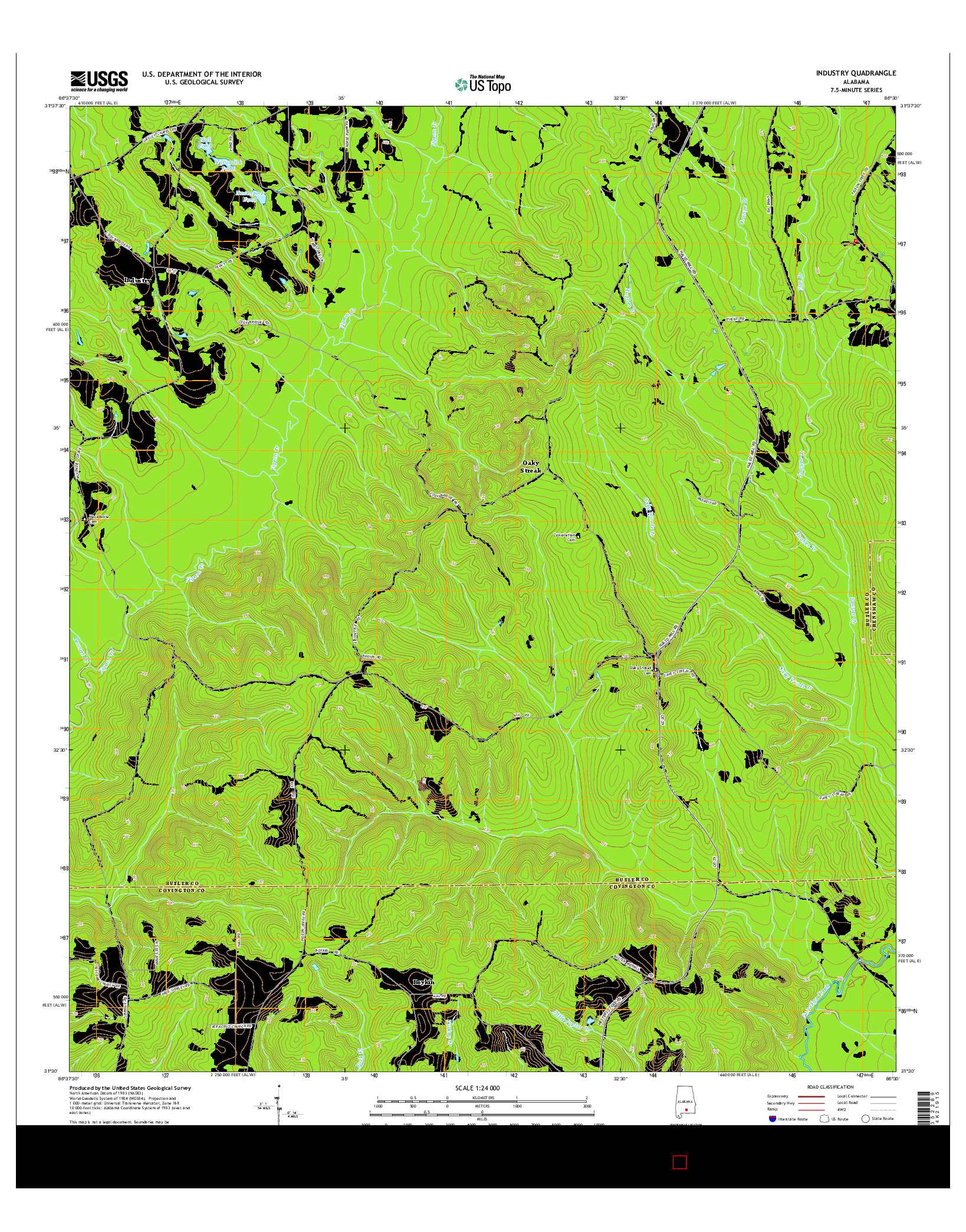 USGS US TOPO 7.5-MINUTE MAP FOR INDUSTRY, AL 2014