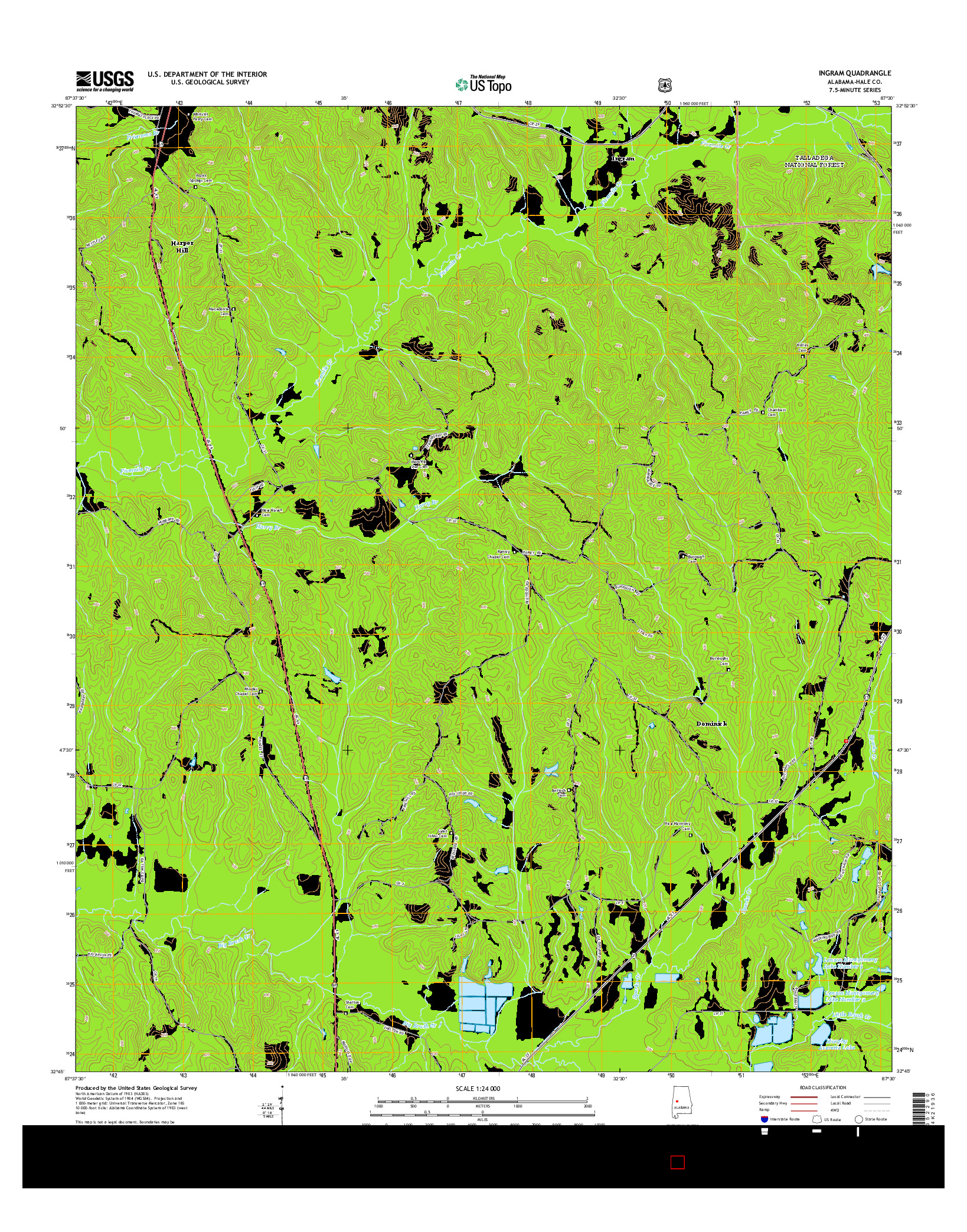 USGS US TOPO 7.5-MINUTE MAP FOR INGRAM, AL 2014