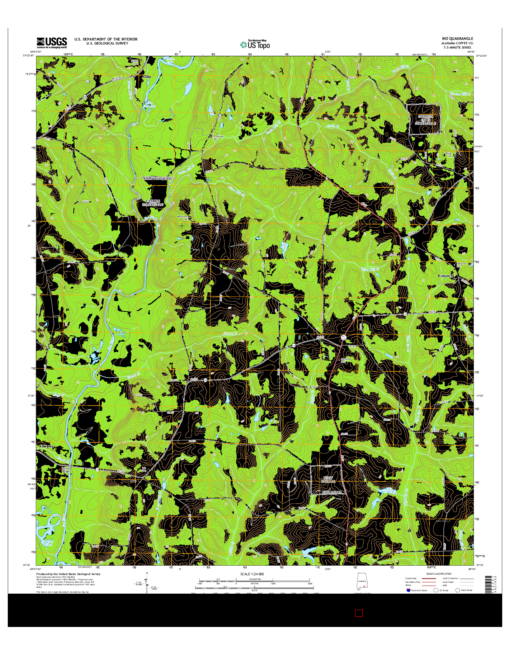 USGS US TOPO 7.5-MINUTE MAP FOR INO, AL 2014