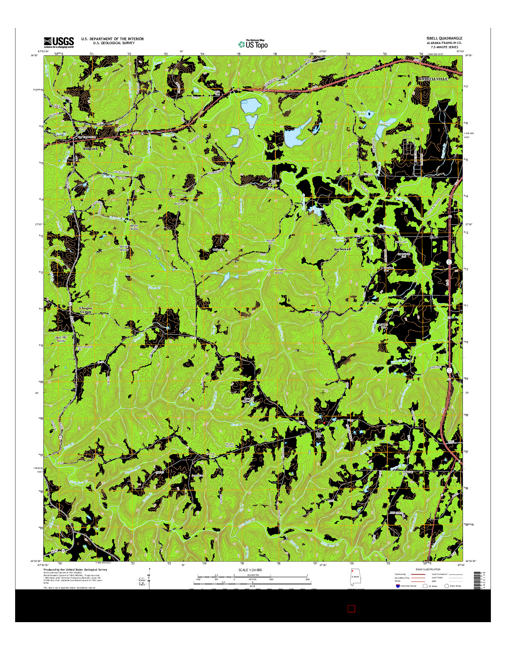 USGS US TOPO 7.5-MINUTE MAP FOR ISBELL, AL 2014