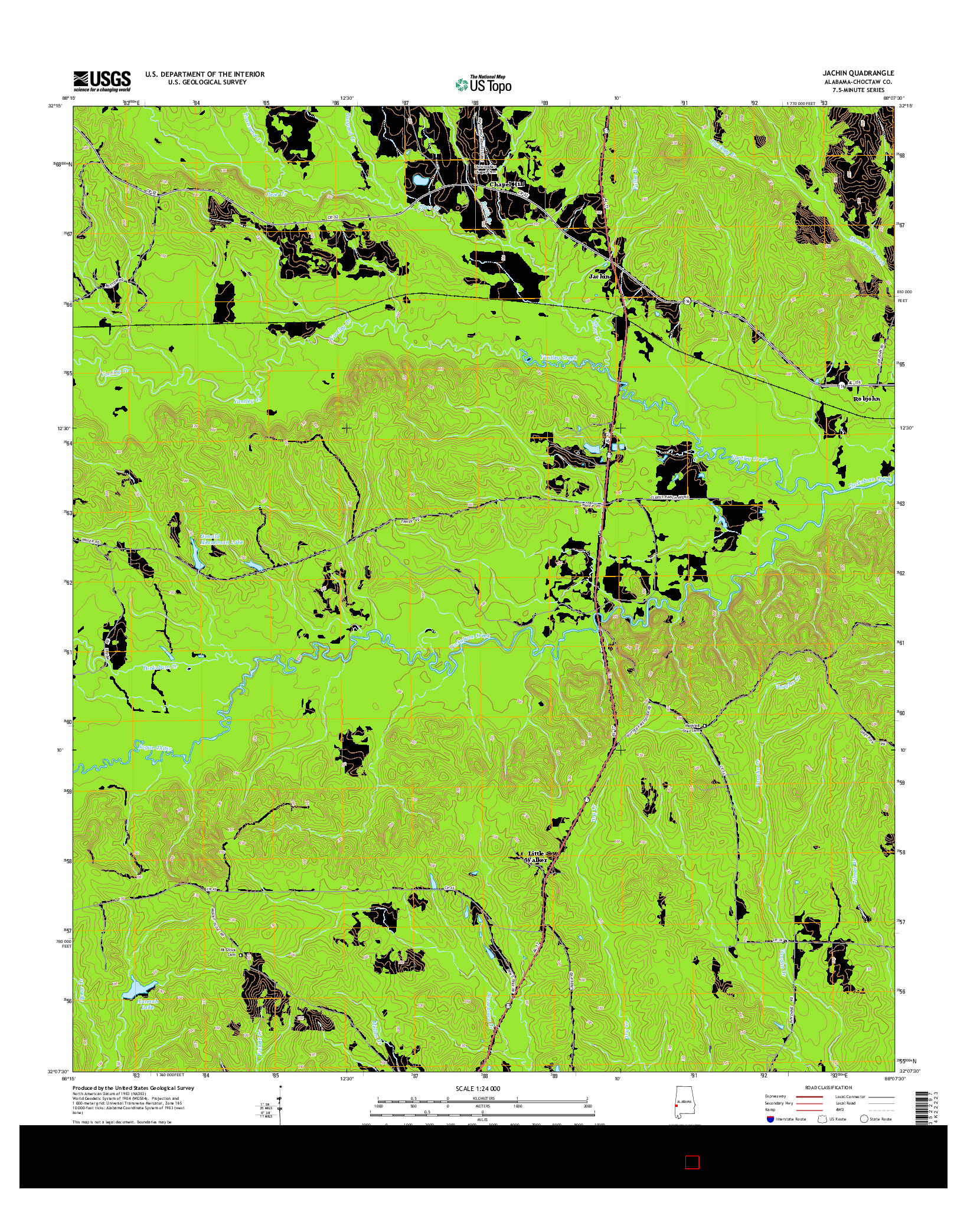 USGS US TOPO 7.5-MINUTE MAP FOR JACHIN, AL 2014