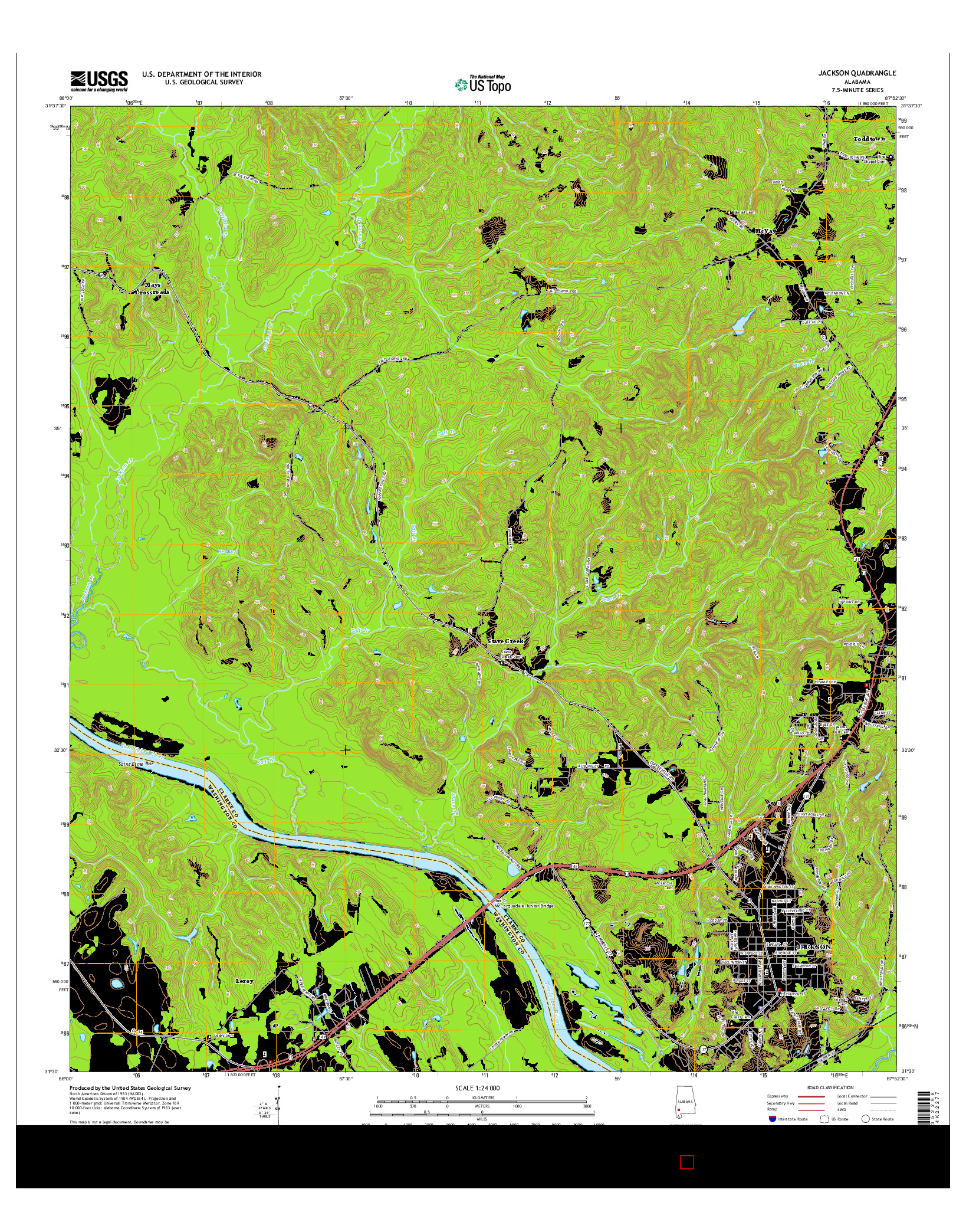 USGS US TOPO 7.5-MINUTE MAP FOR JACKSON, AL 2014