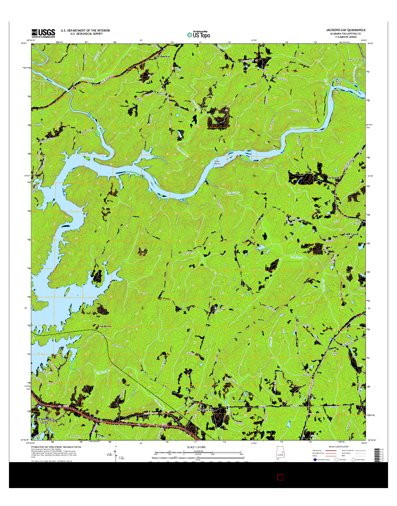 USGS US TOPO 7.5-MINUTE MAP FOR JACKSONS GAP, AL 2014