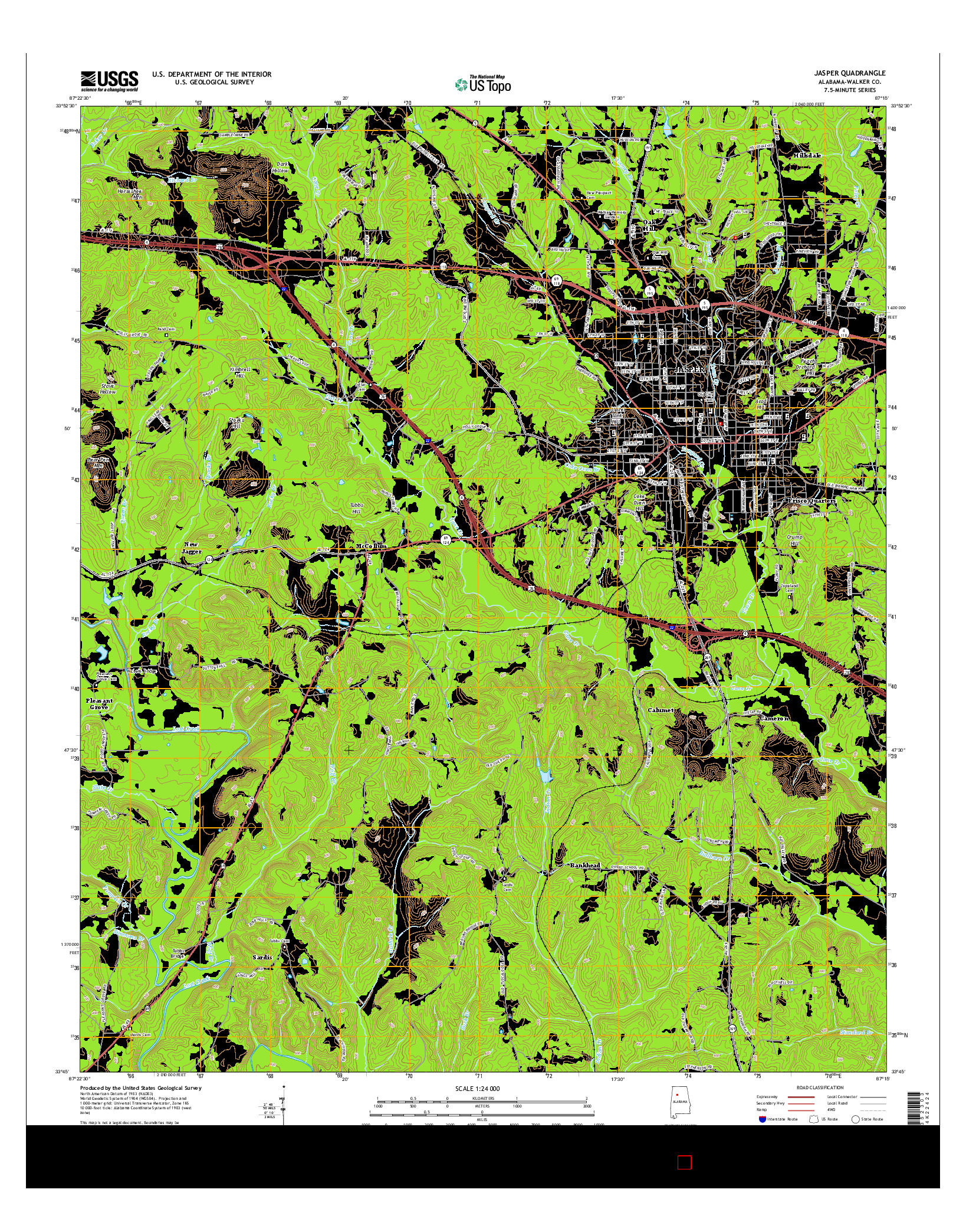 USGS US TOPO 7.5-MINUTE MAP FOR JASPER, AL 2014