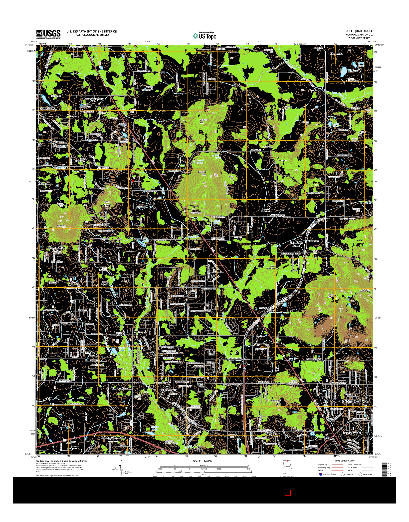 USGS US TOPO 7.5-MINUTE MAP FOR JEFF, AL 2014