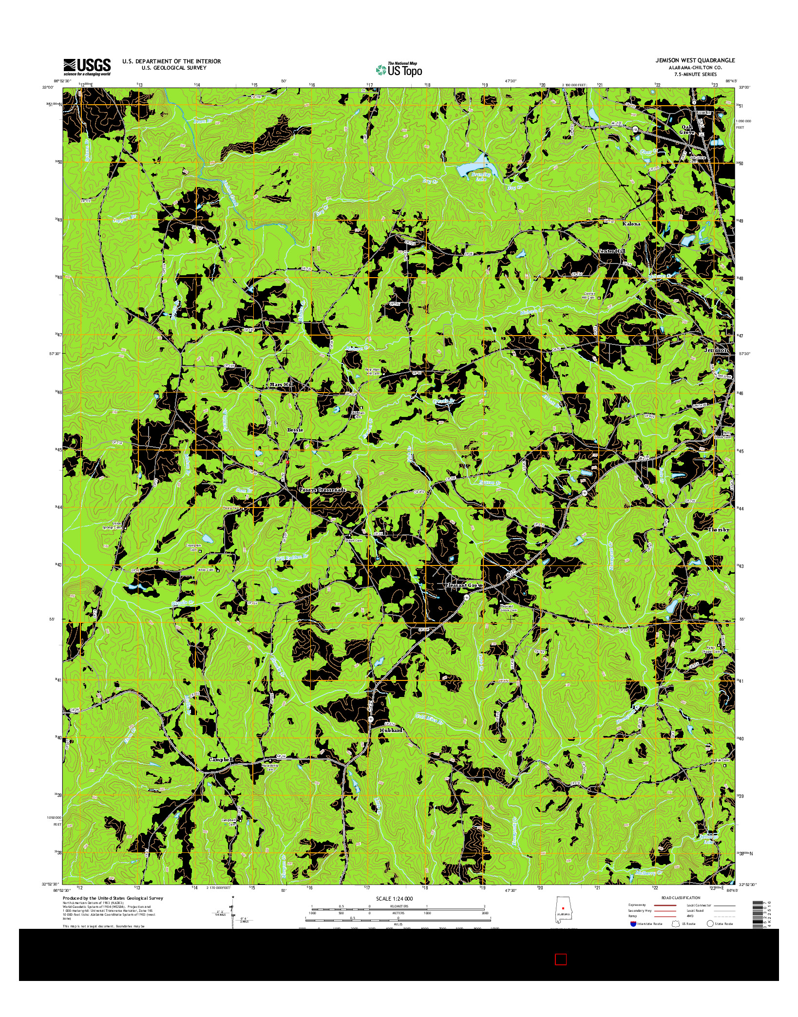 USGS US TOPO 7.5-MINUTE MAP FOR JEMISON WEST, AL 2014