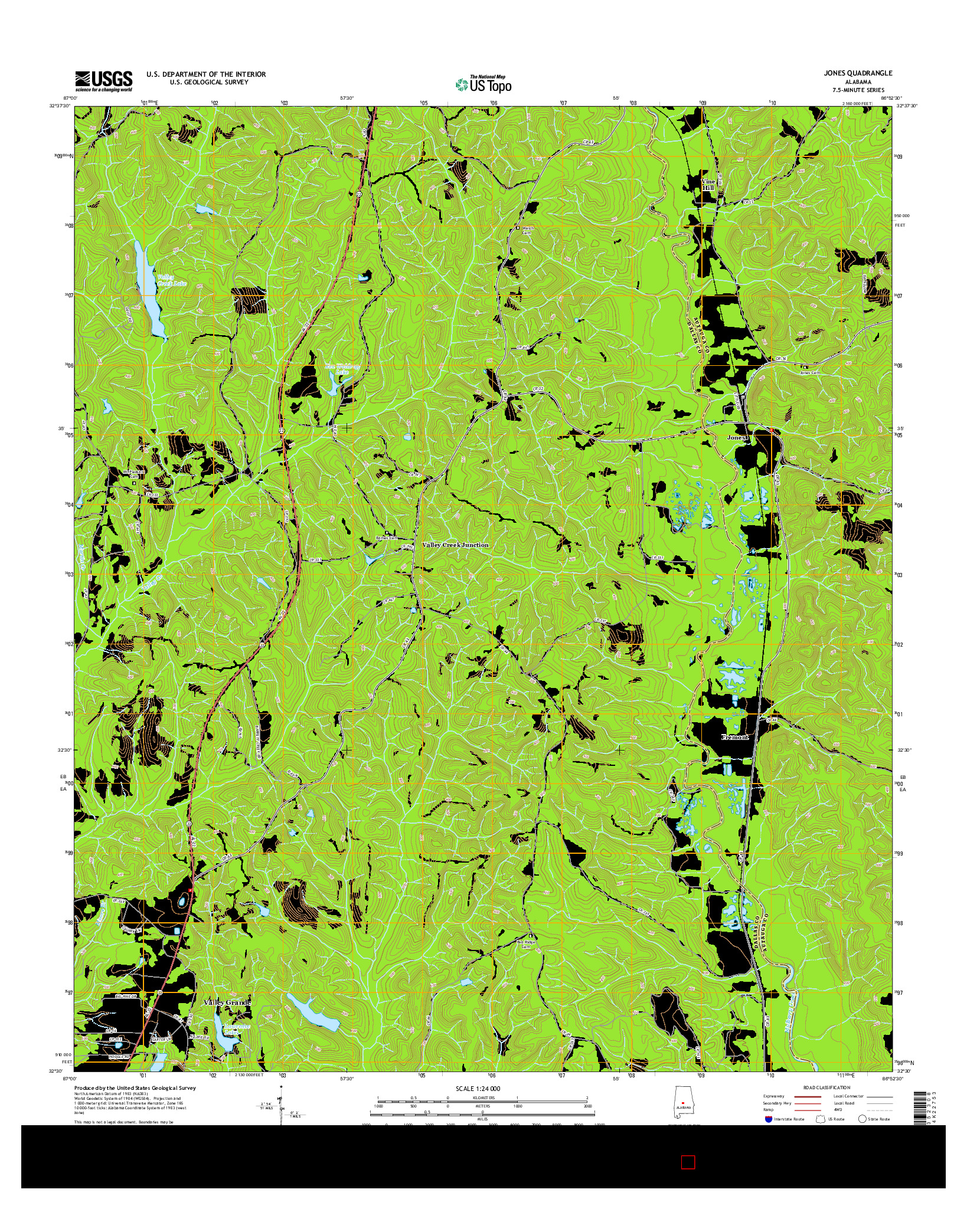 USGS US TOPO 7.5-MINUTE MAP FOR JONES, AL 2014
