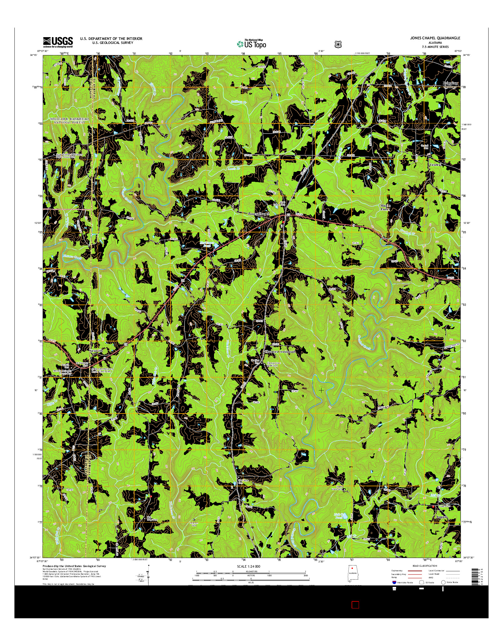 USGS US TOPO 7.5-MINUTE MAP FOR JONES CHAPEL, AL 2014