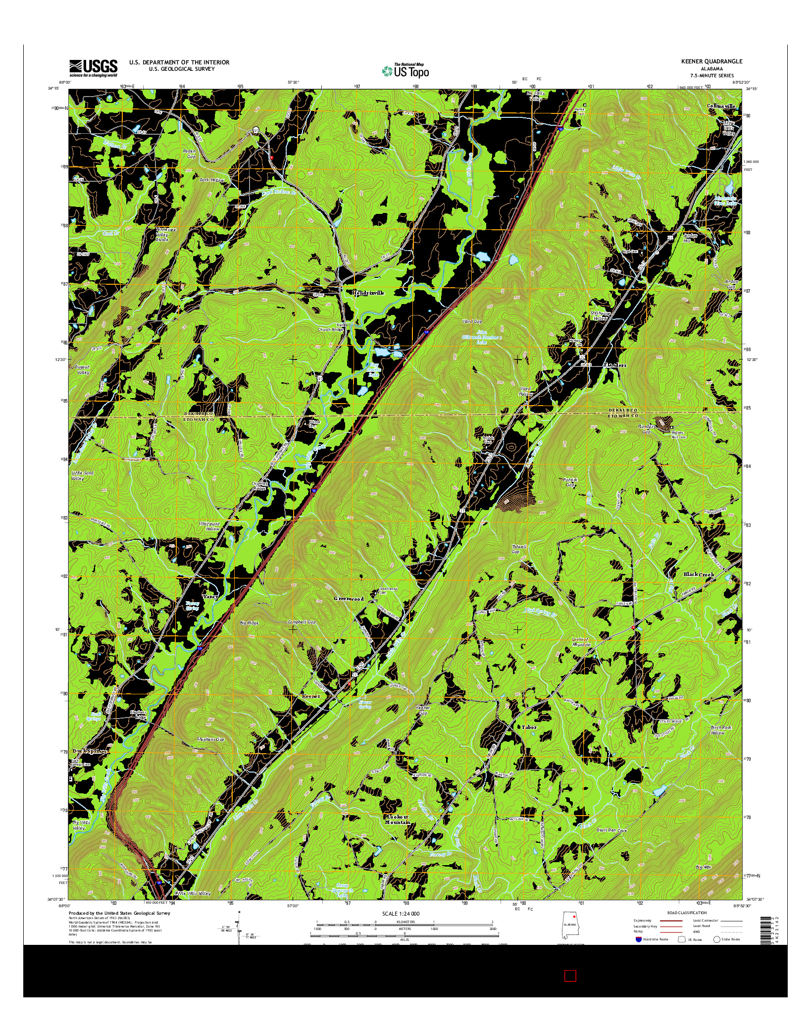 USGS US TOPO 7.5-MINUTE MAP FOR KEENER, AL 2014