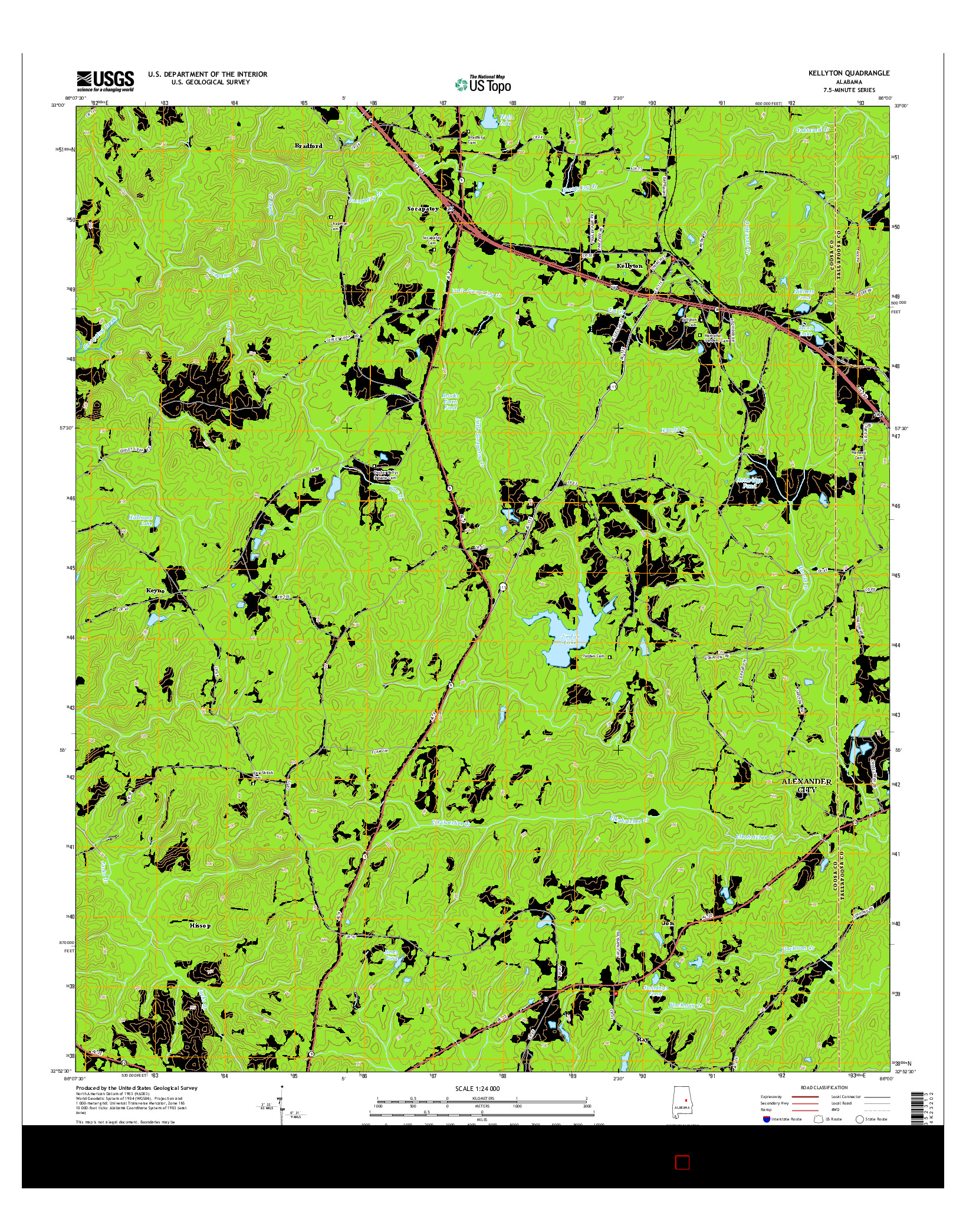 USGS US TOPO 7.5-MINUTE MAP FOR KELLYTON, AL 2014