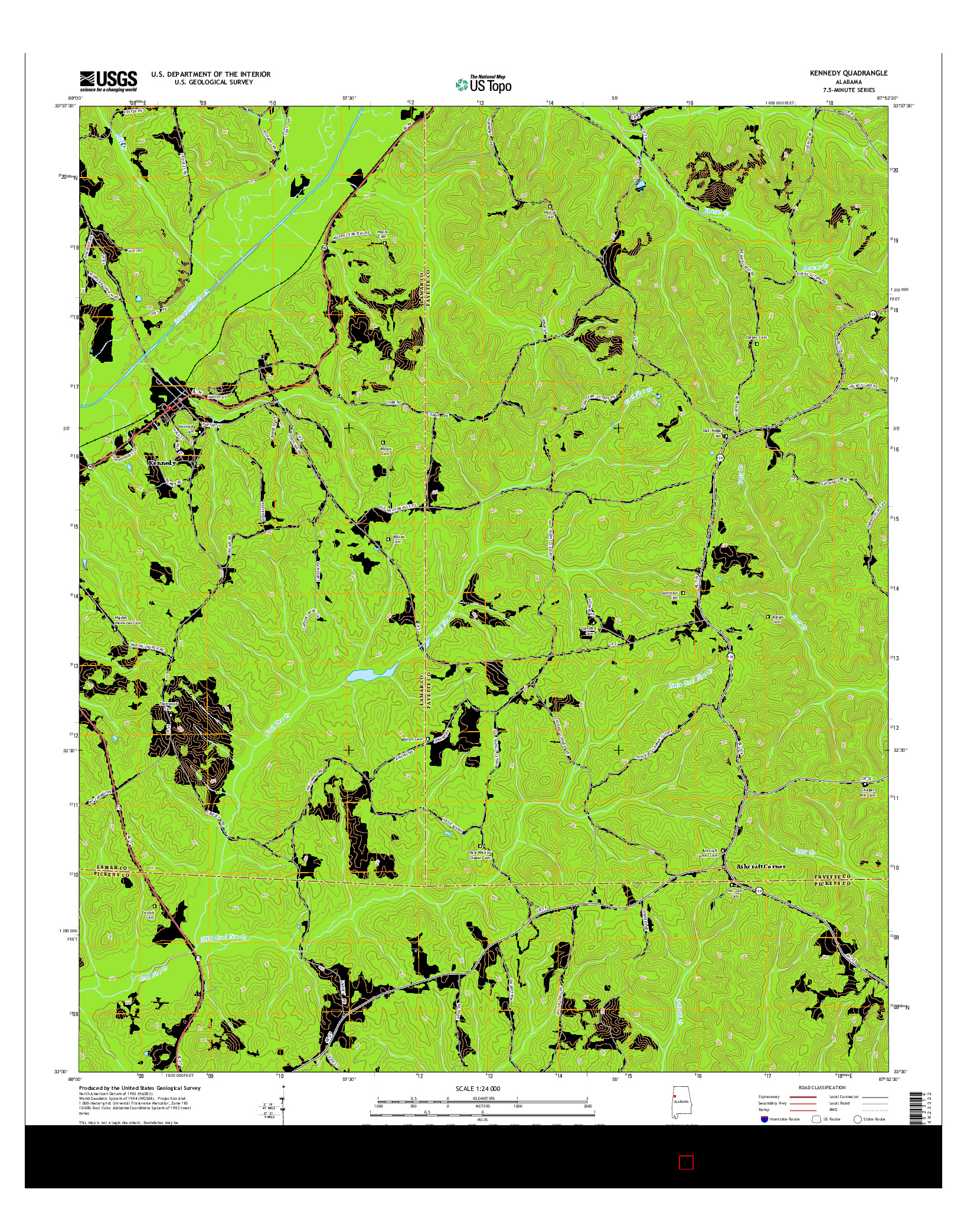 USGS US TOPO 7.5-MINUTE MAP FOR KENNEDY, AL 2014